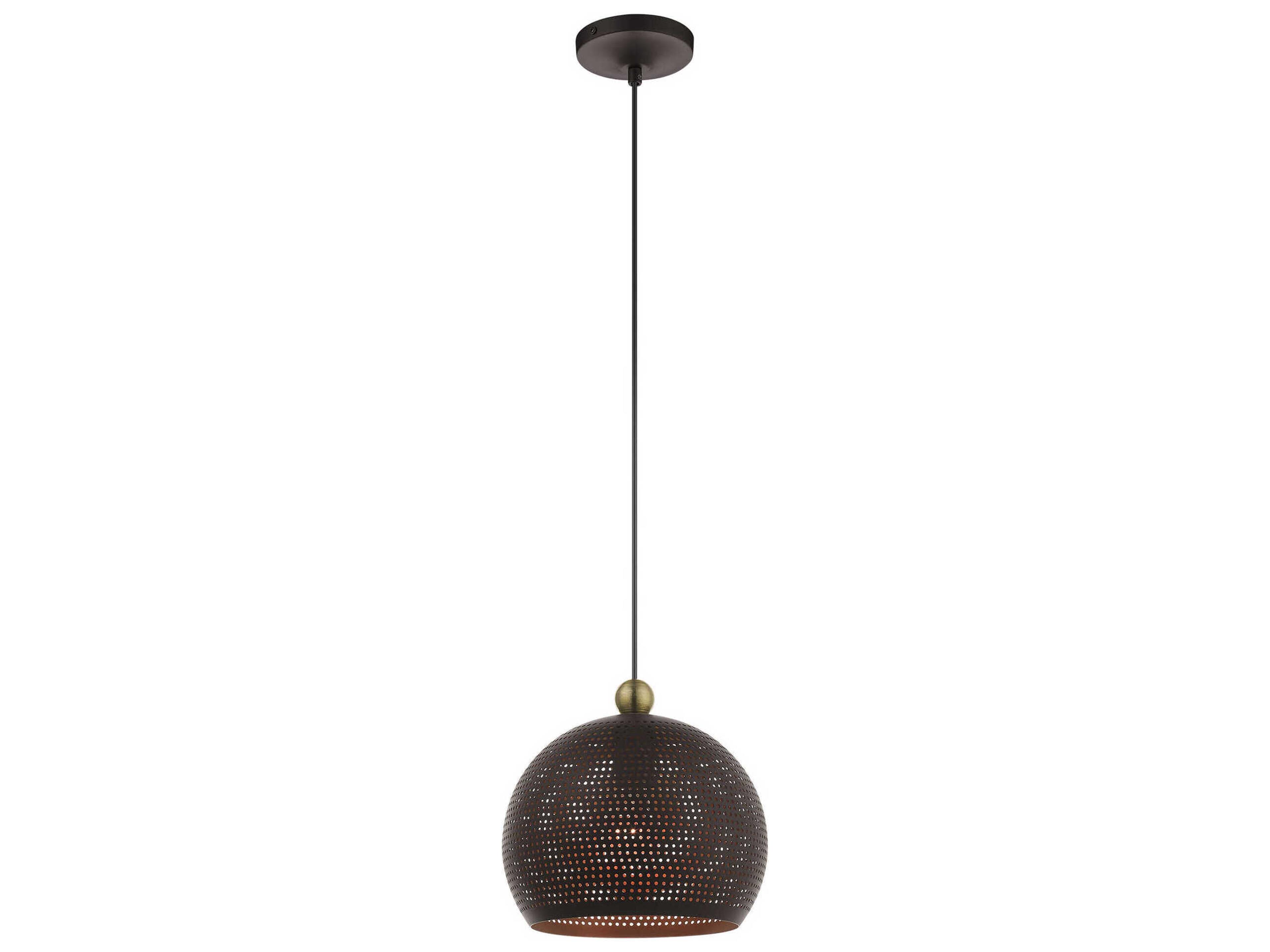 Livex Lighting Dublin 1-Light Bronze Antique Brass Dome Mini Pendant