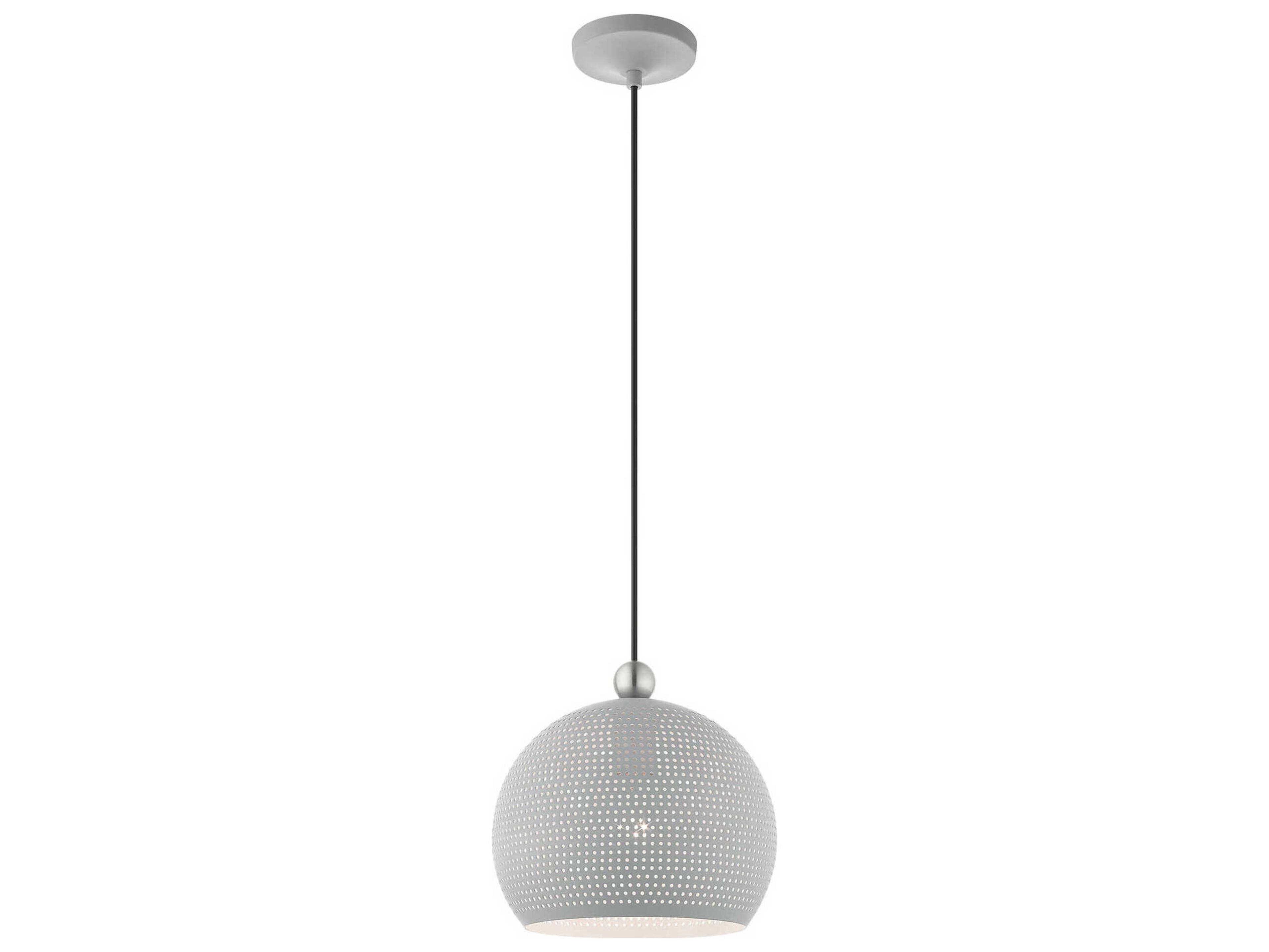 Livex Lighting Dublin 1-Light Nordic Gray Brushed Nickel Dome Mini Pendant