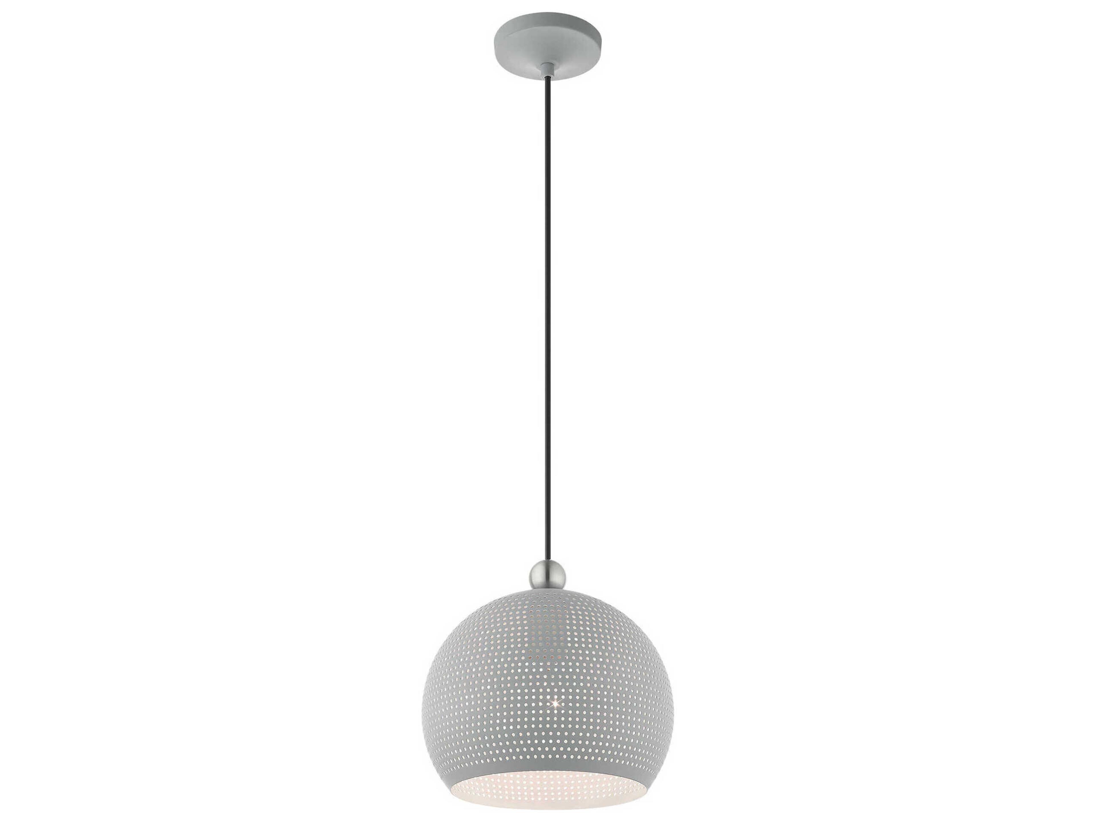 Livex Lighting Dublin 1-Light Nordic Gray Brushed Nickel Dome Mini Pendant