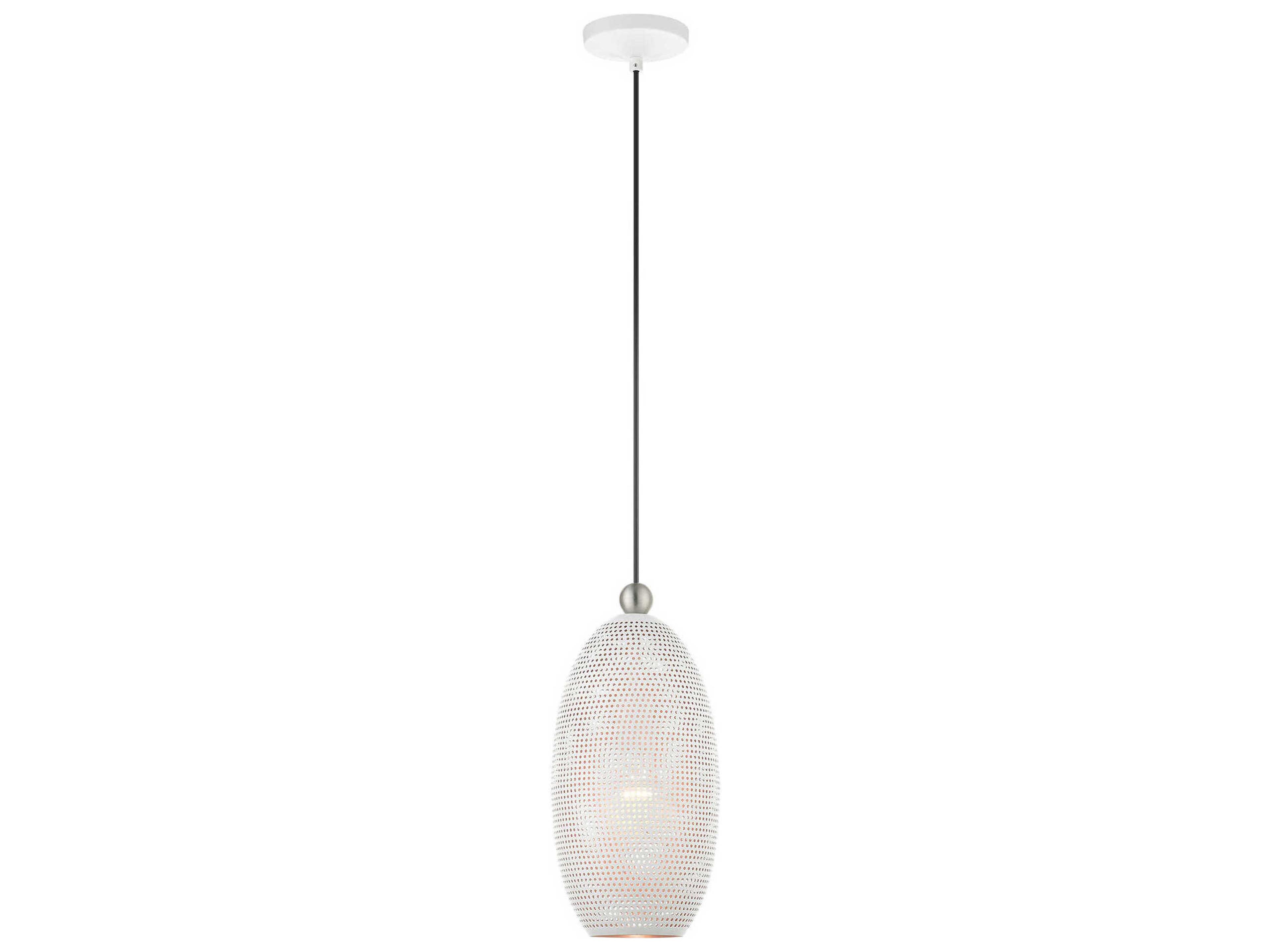 Dublin 1-Light White Brushed Nickel Mini Pendant