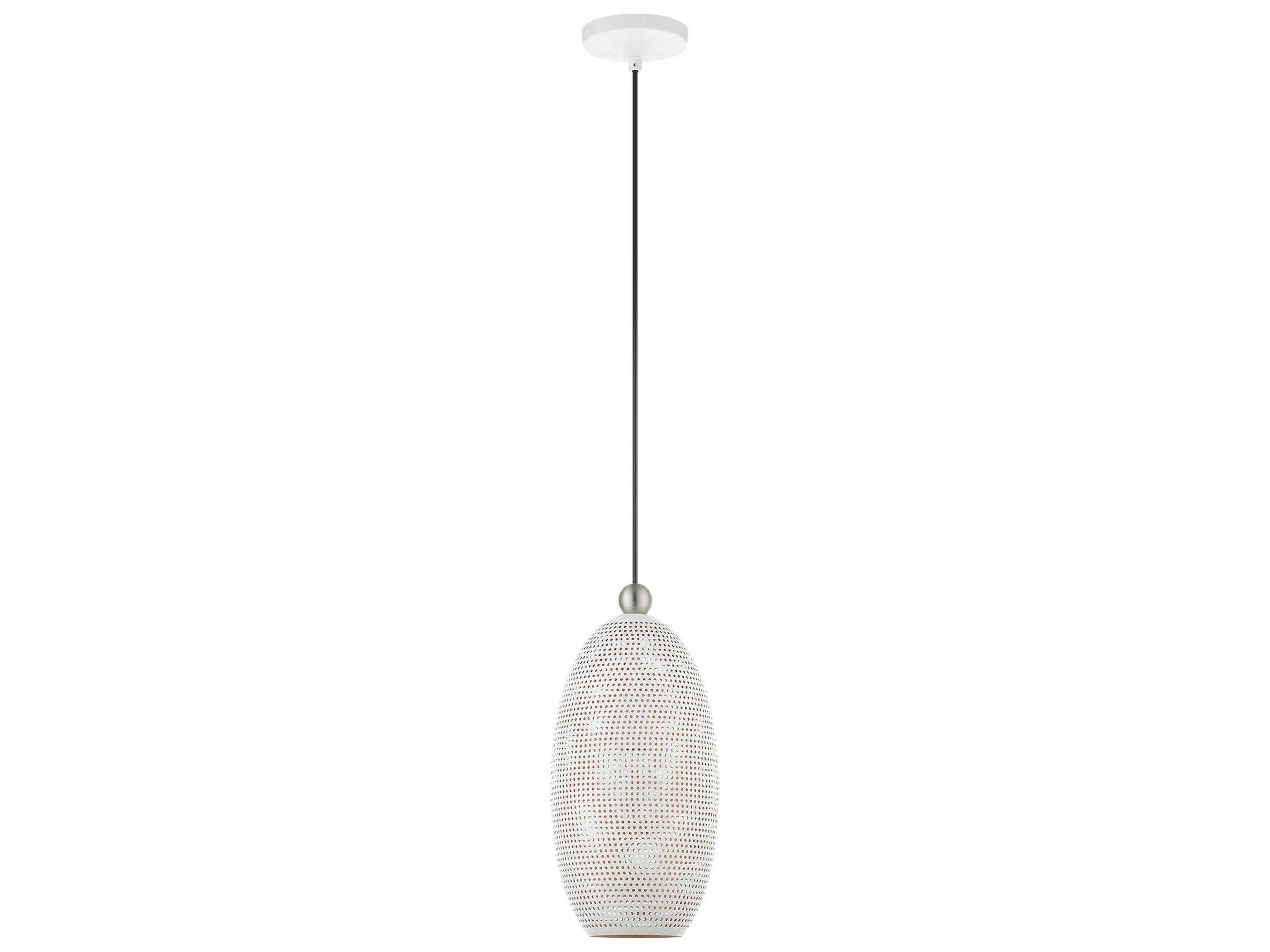 Livex Lighting Dublin 1-Light White Brushed Nickel Mini Pendant