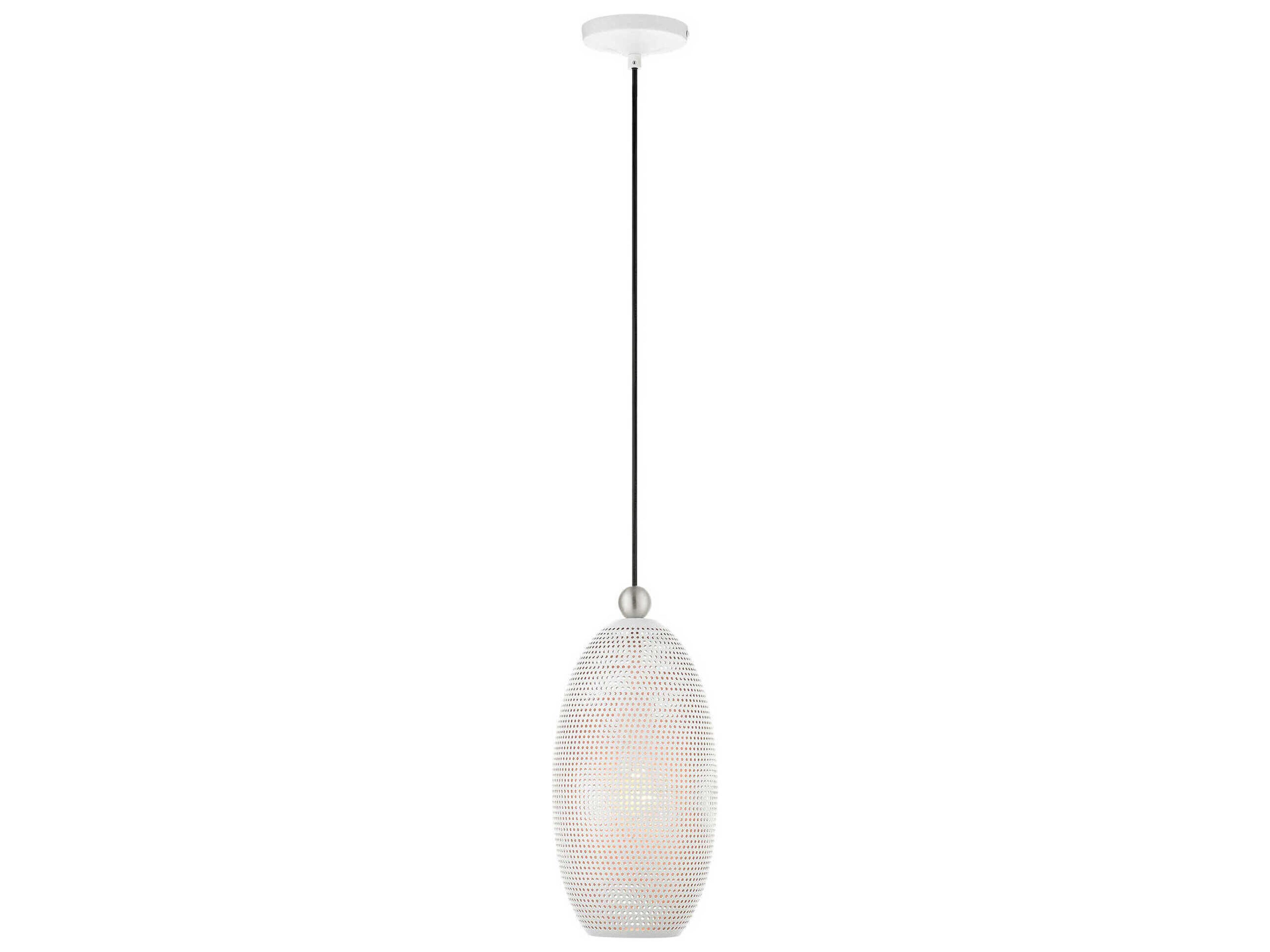 Livex Lighting Dublin 1-Light White Brushed Nickel Mini Pendant
