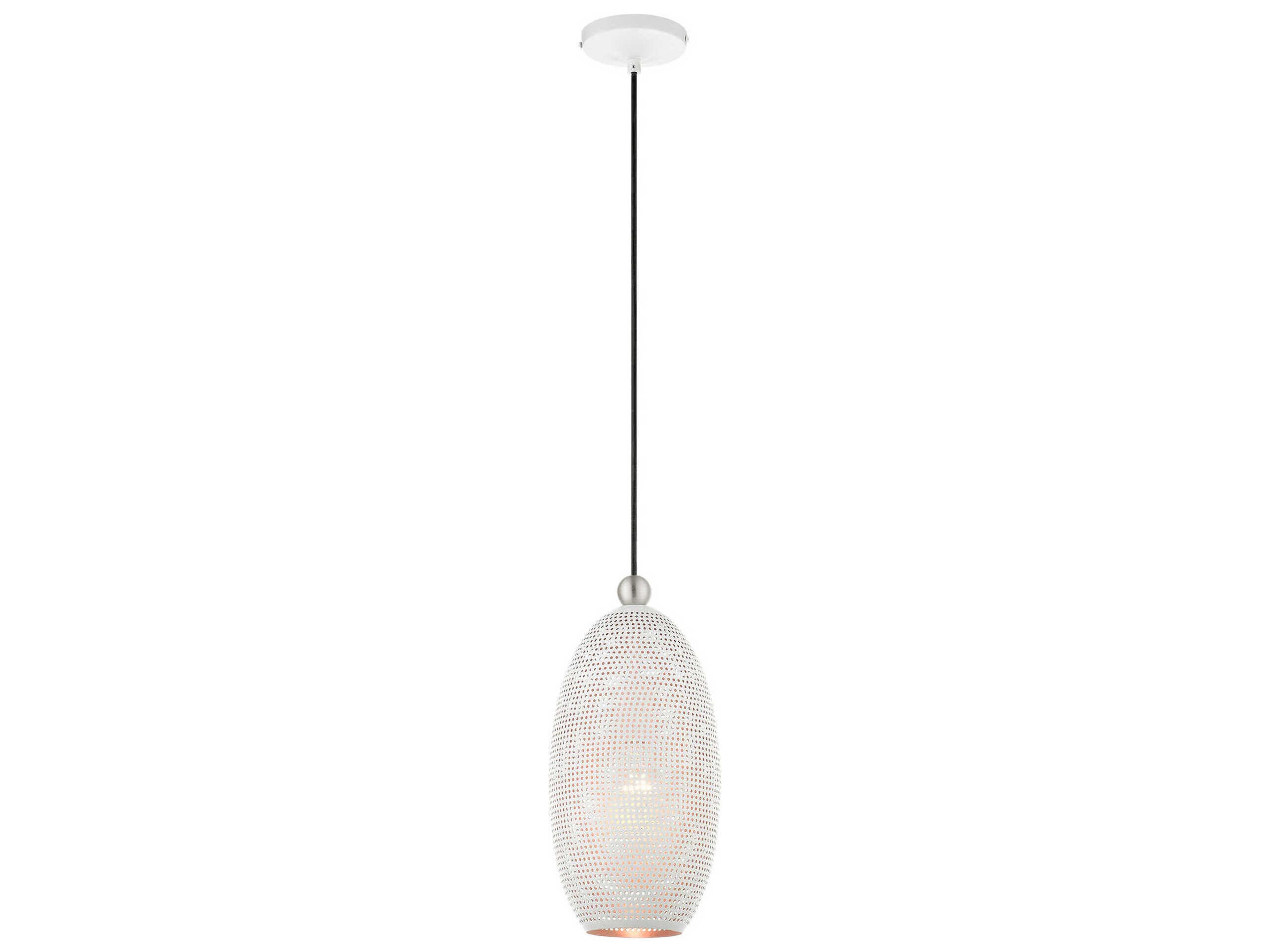 Livex Lighting Dublin 1-Light White Brushed Nickel Mini Pendant