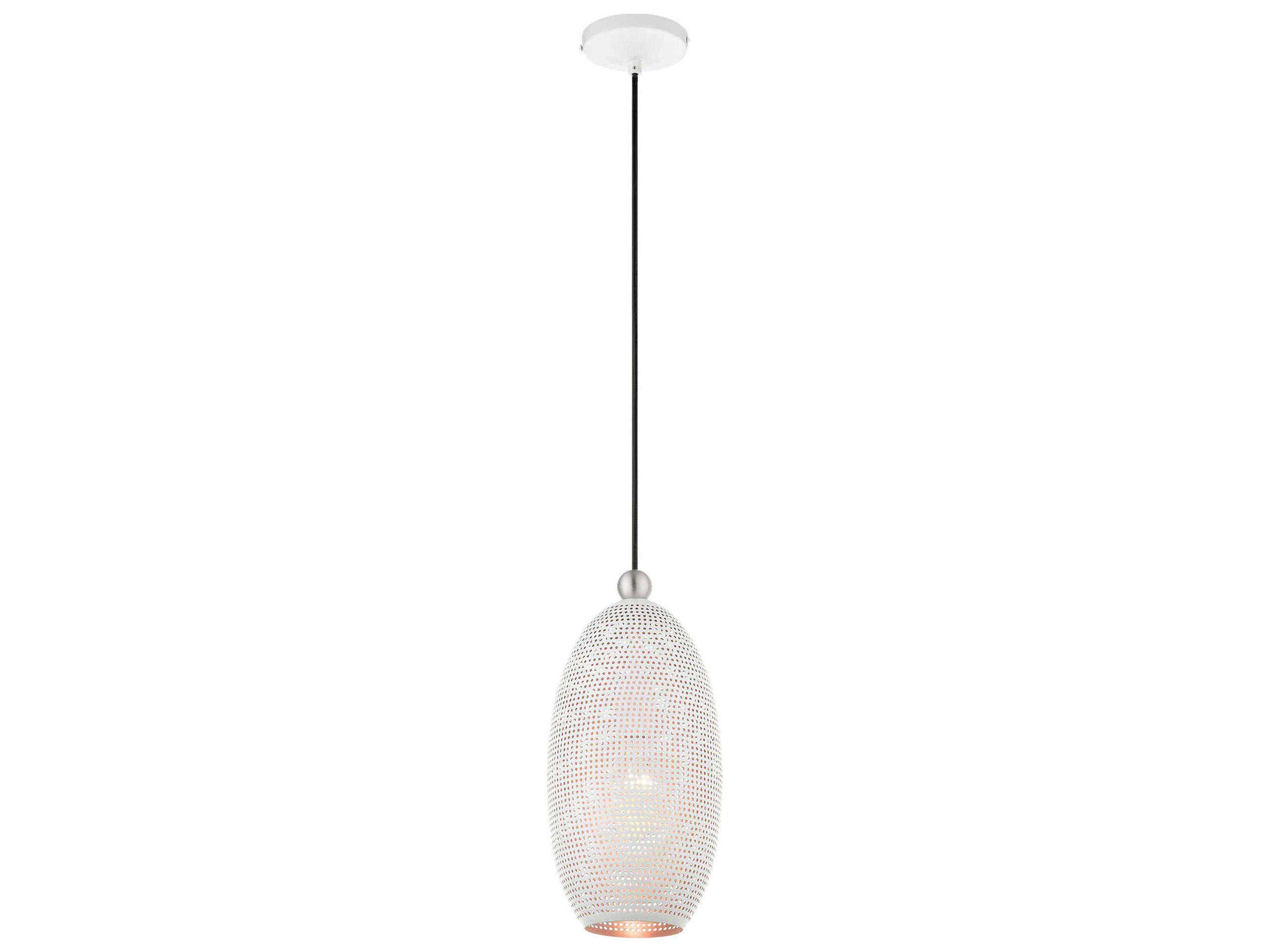 Livex Lighting Dublin 1-Light White Brushed Nickel Mini Pendant