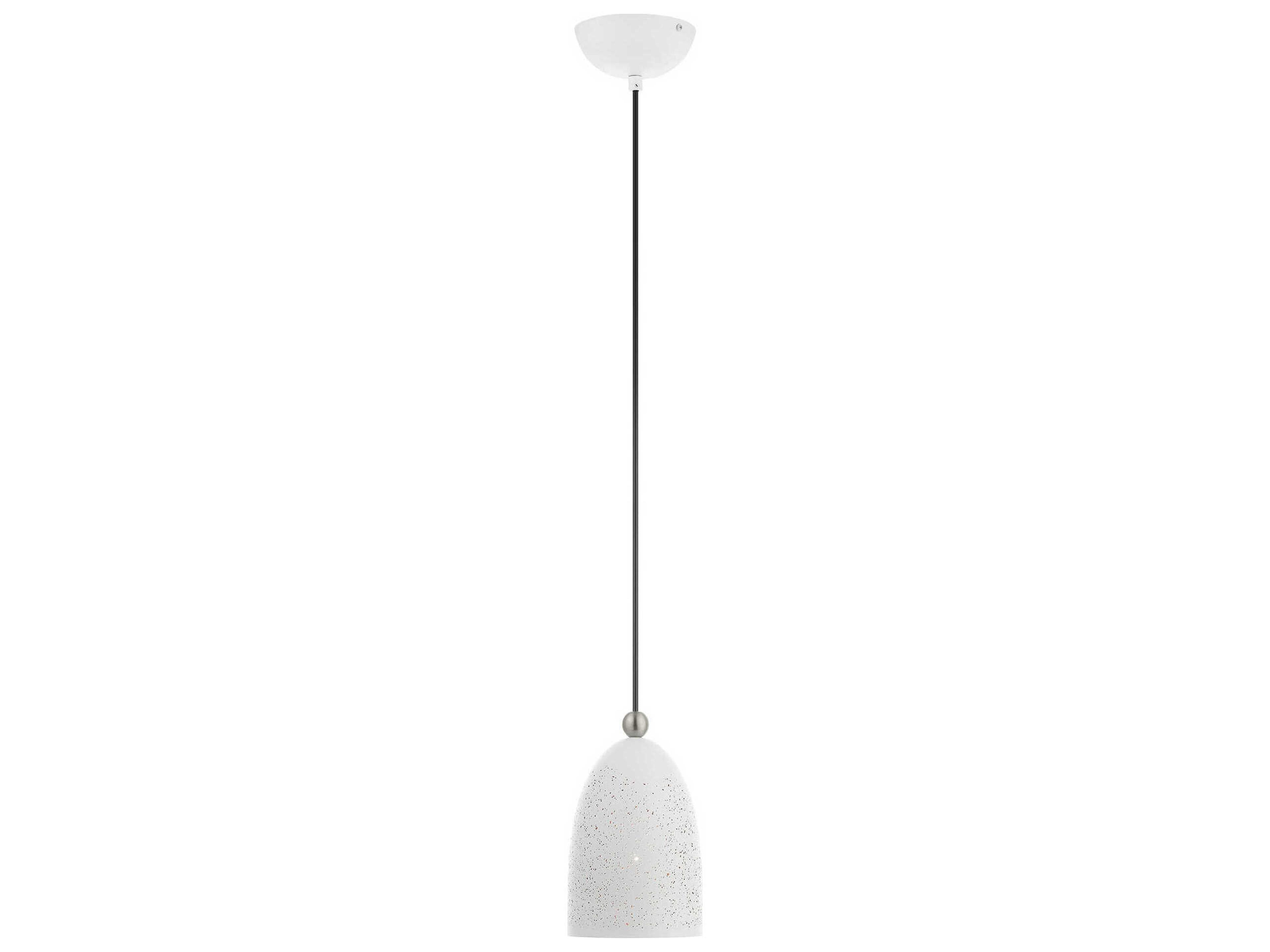 Livex Lighting Arlington 1-Light White Brushed Nickel Bell Mini Pendant