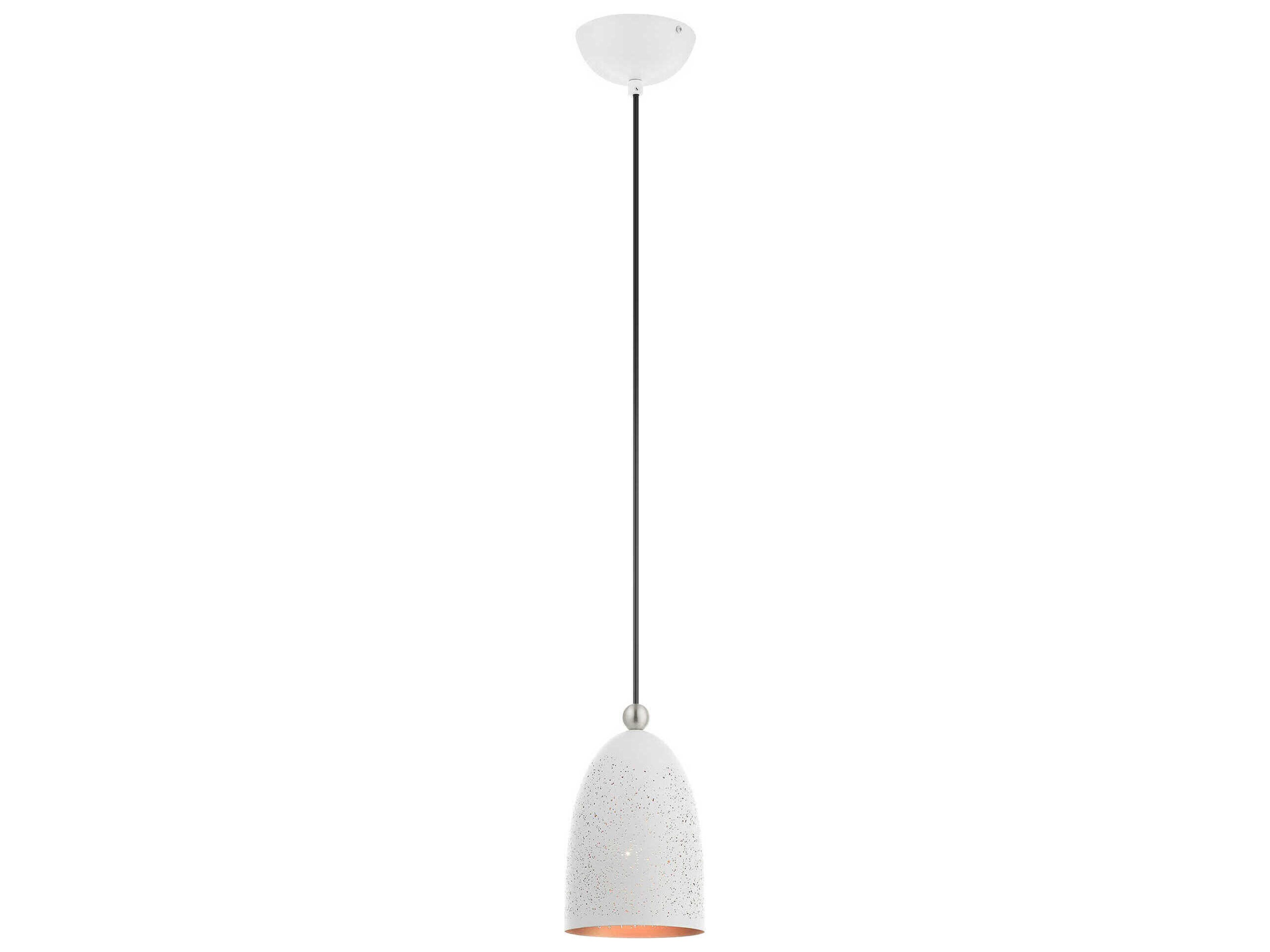 Livex Lighting Arlington 1-Light White Brushed Nickel Bell Mini Pendant