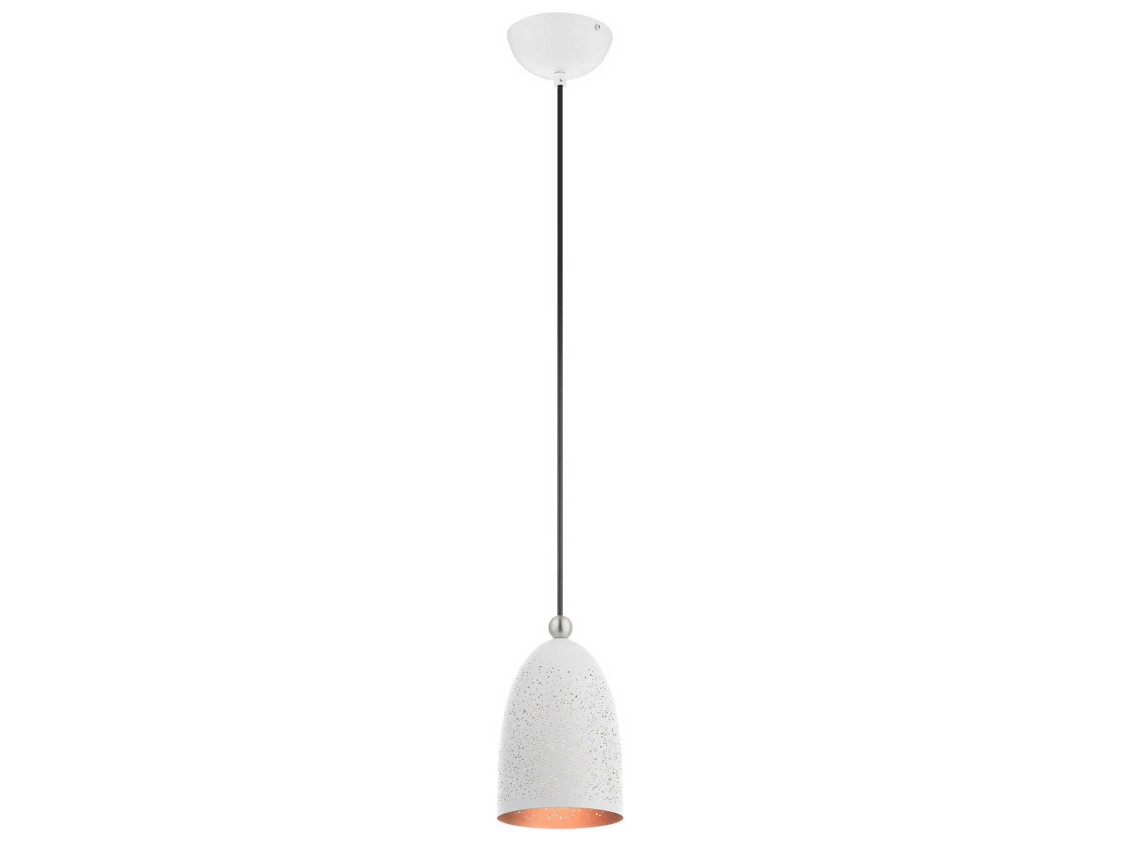 Livex Lighting Arlington 1-Light White Brushed Nickel Bell Mini Pendant