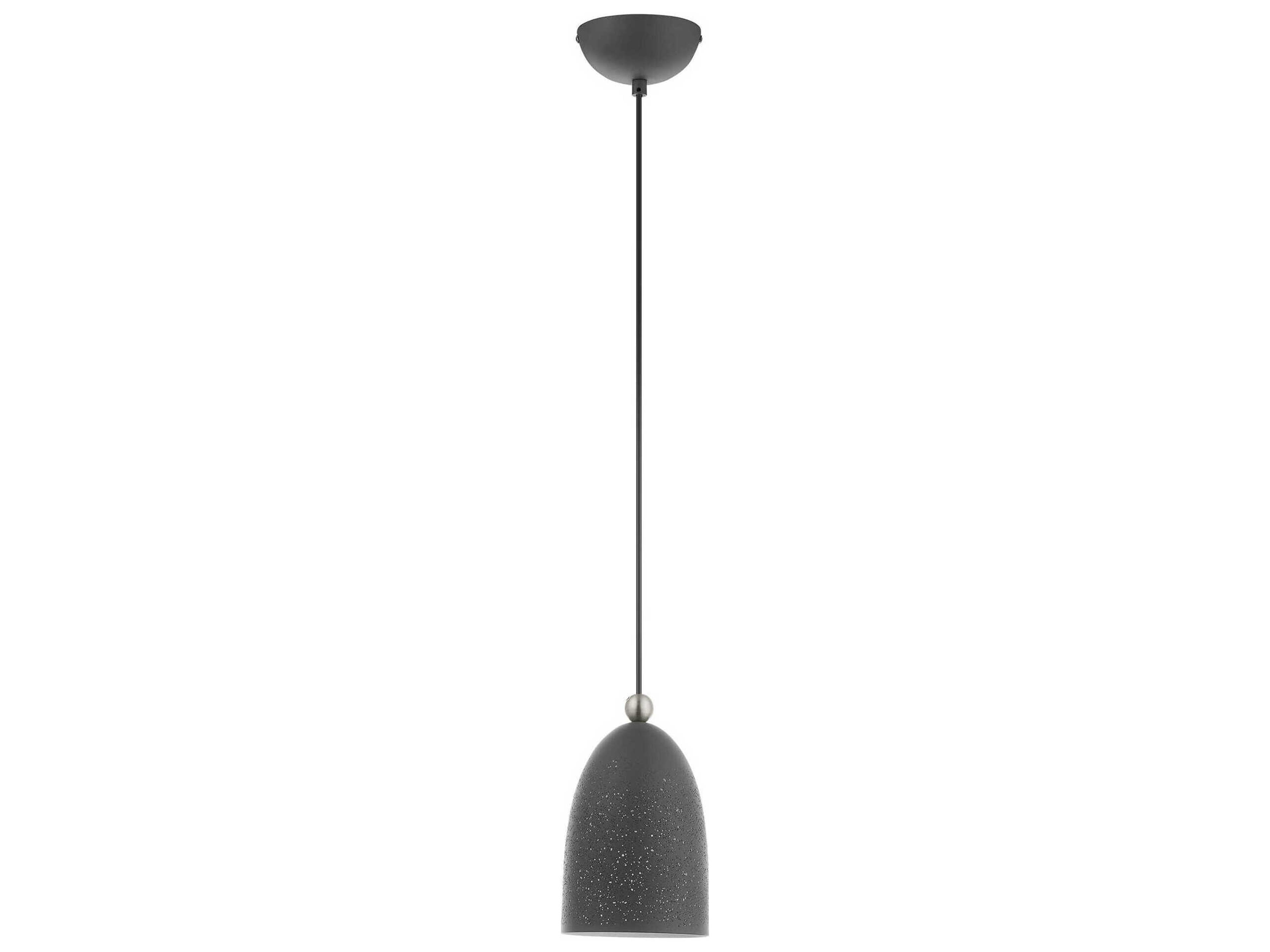 Livex Lighting Arlington 1-Light Scandinavian Gray Brushed Nickel Bell Mini Pendant