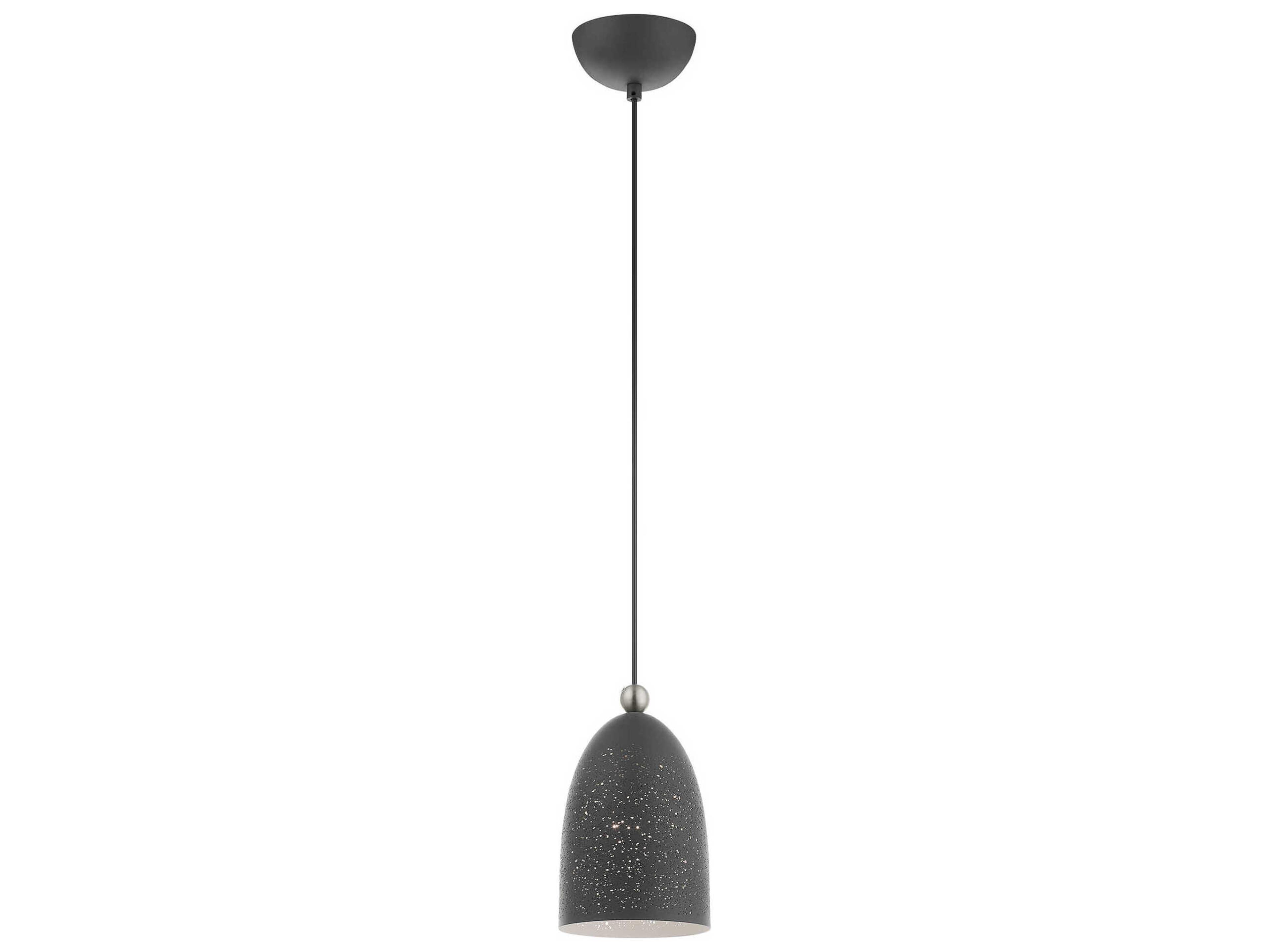 Livex Lighting Arlington 1-Light Scandinavian Gray Brushed Nickel Bell Mini Pendant