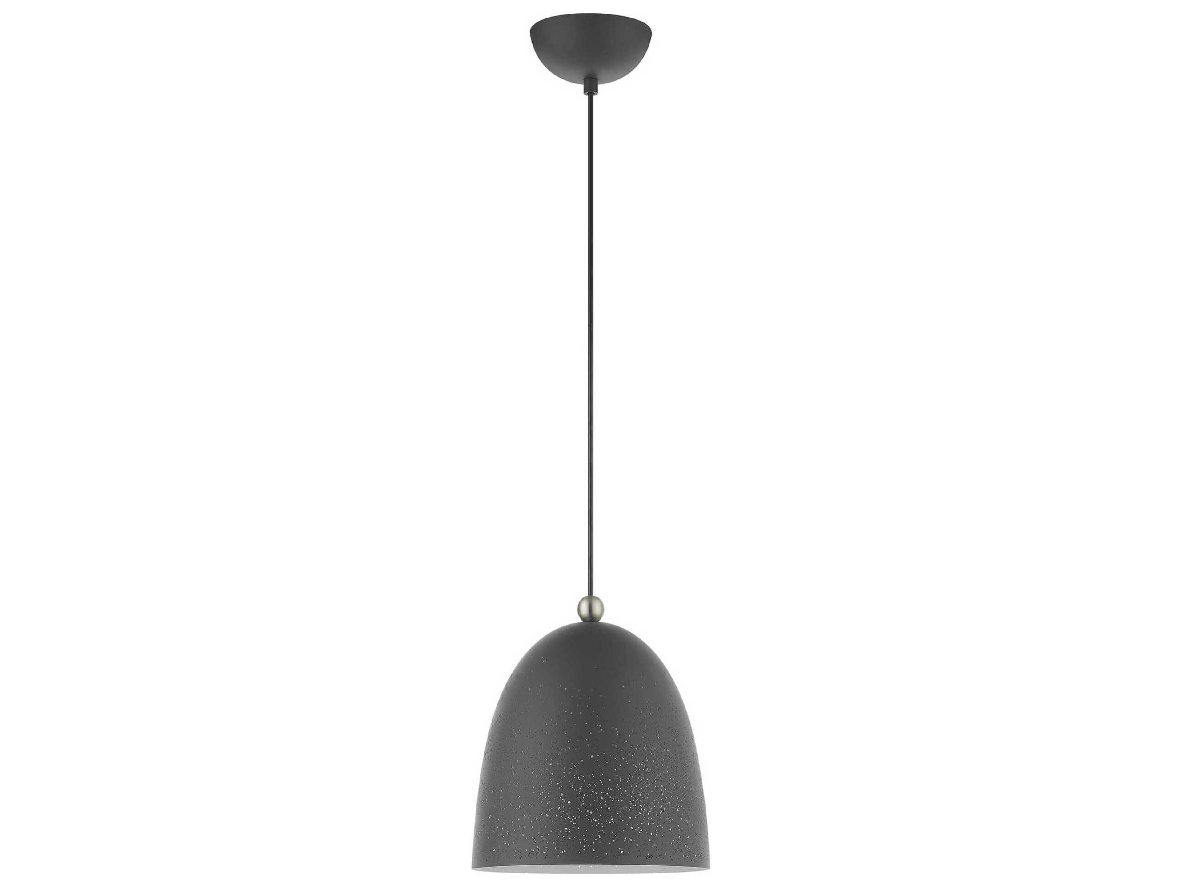 Livex Lighting Arlington 1-Light Scandinavian Gray Brushed Nickel Bell Mini Pendant