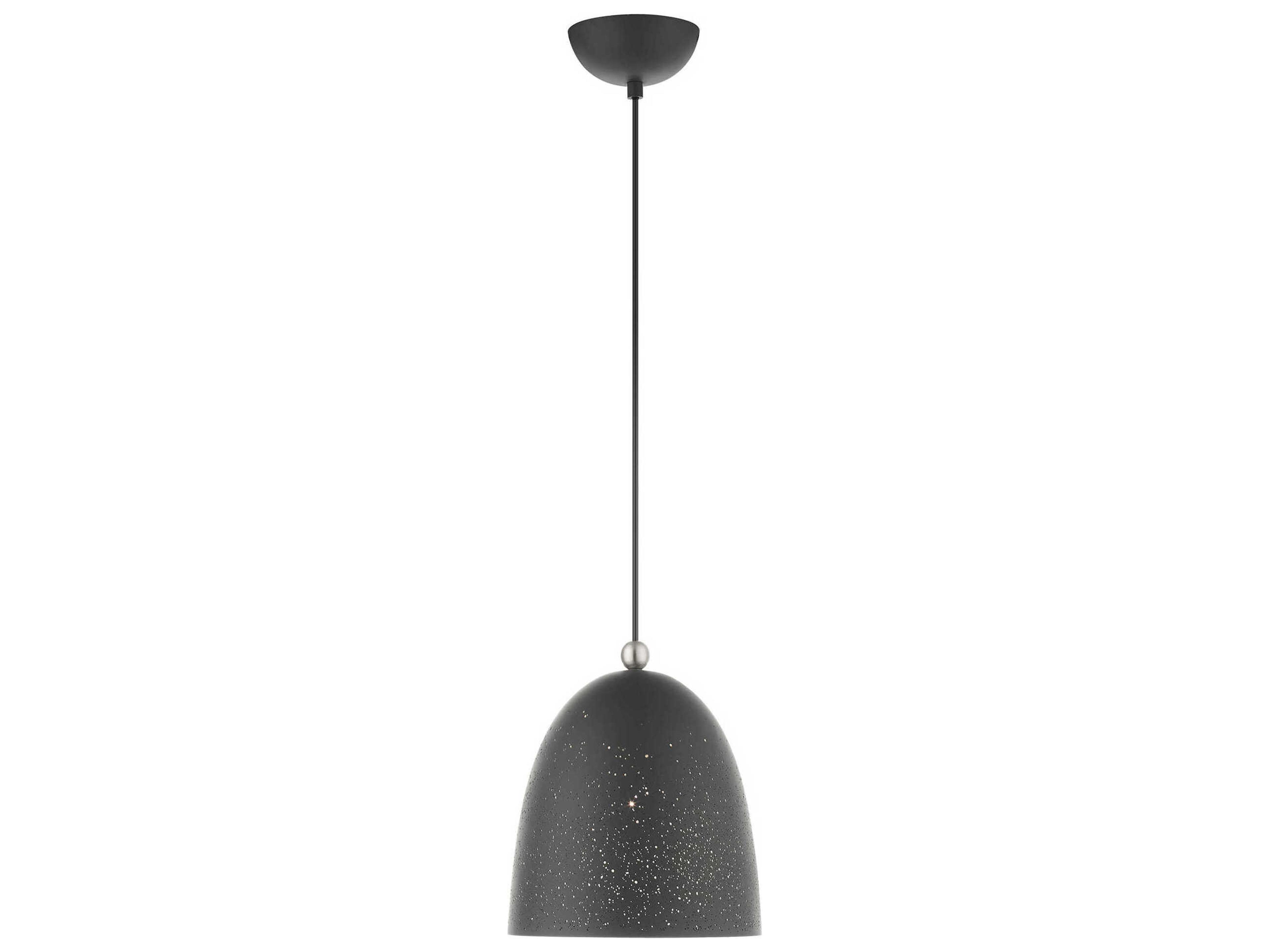 Livex Lighting Arlington 1-Light Scandinavian Gray Brushed Nickel Bell Mini Pendant