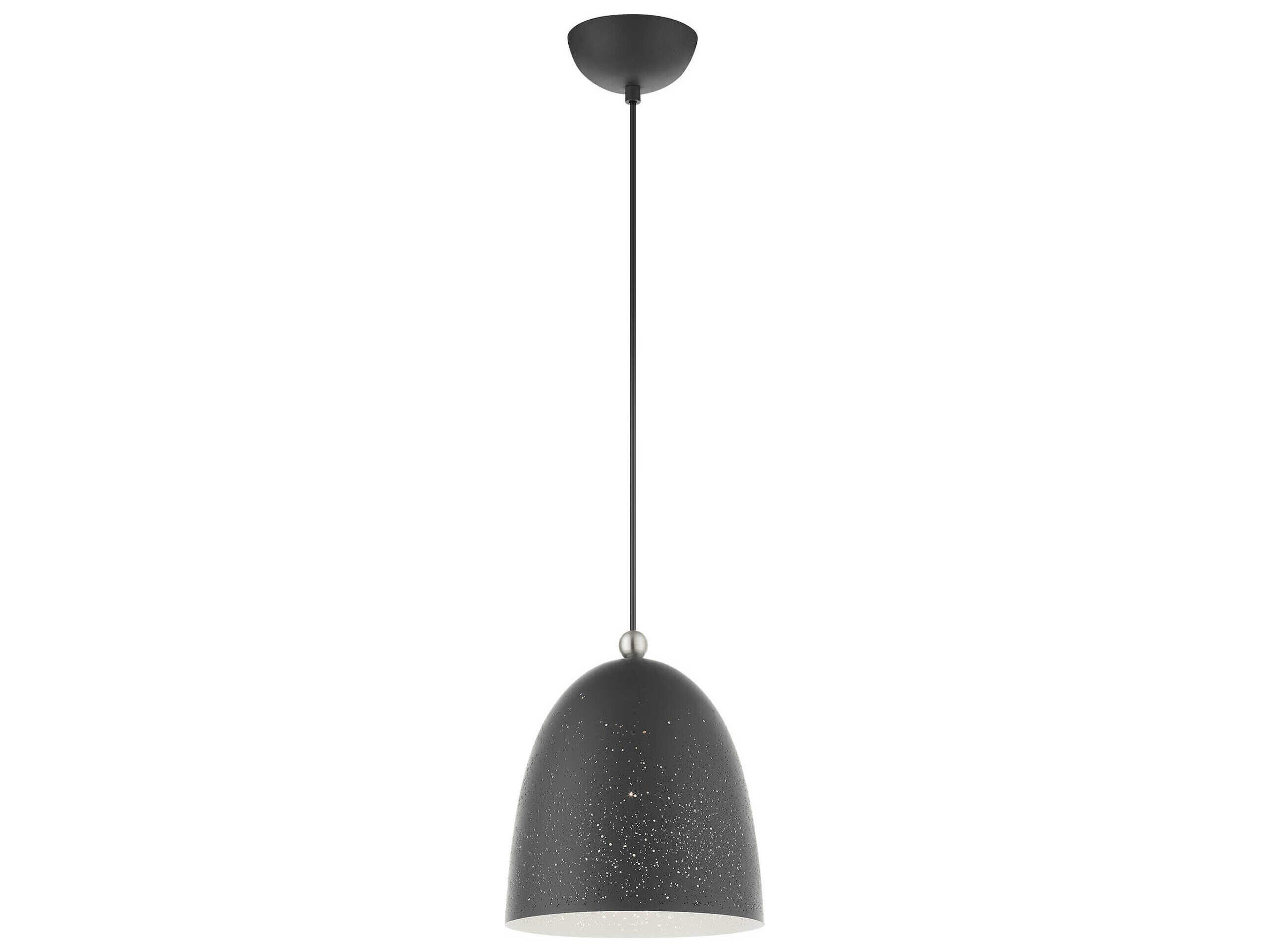 Livex Lighting Arlington 1-Light Scandinavian Gray Brushed Nickel Bell Mini Pendant