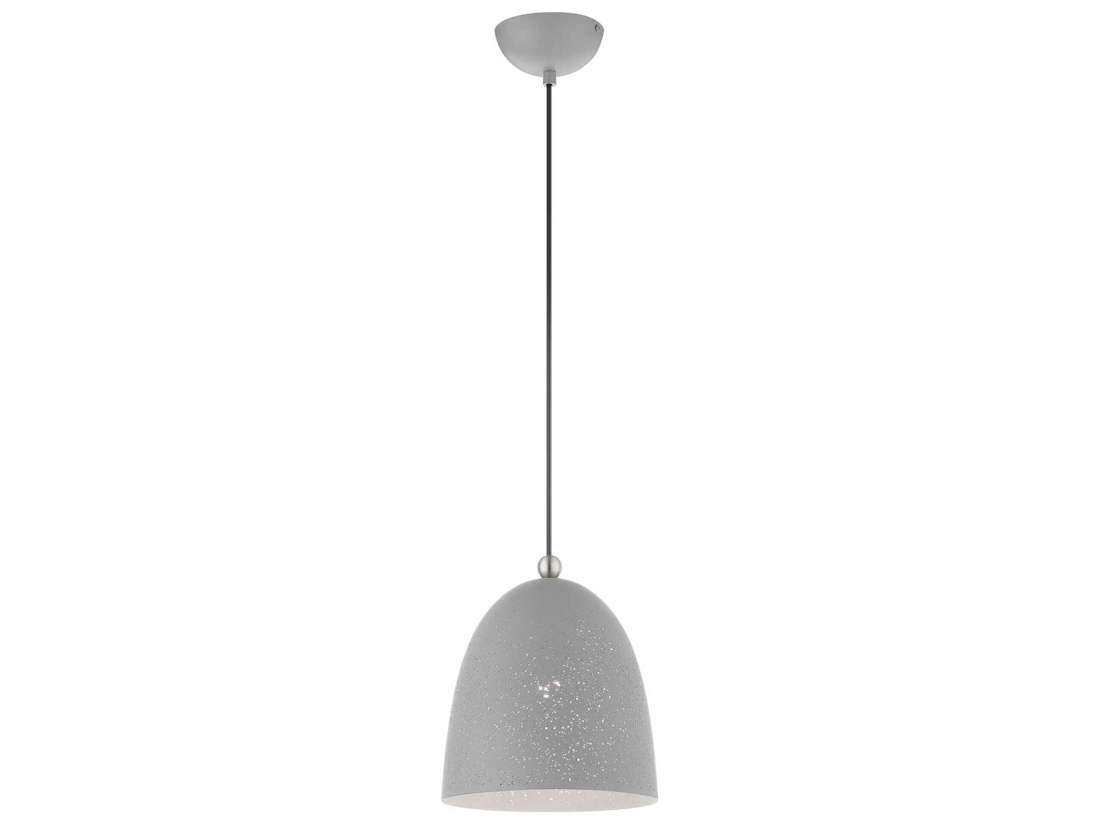 Livex Lighting Arlington 1-Light Nordic Gray Brushed Nickel Bell Mini Pendant