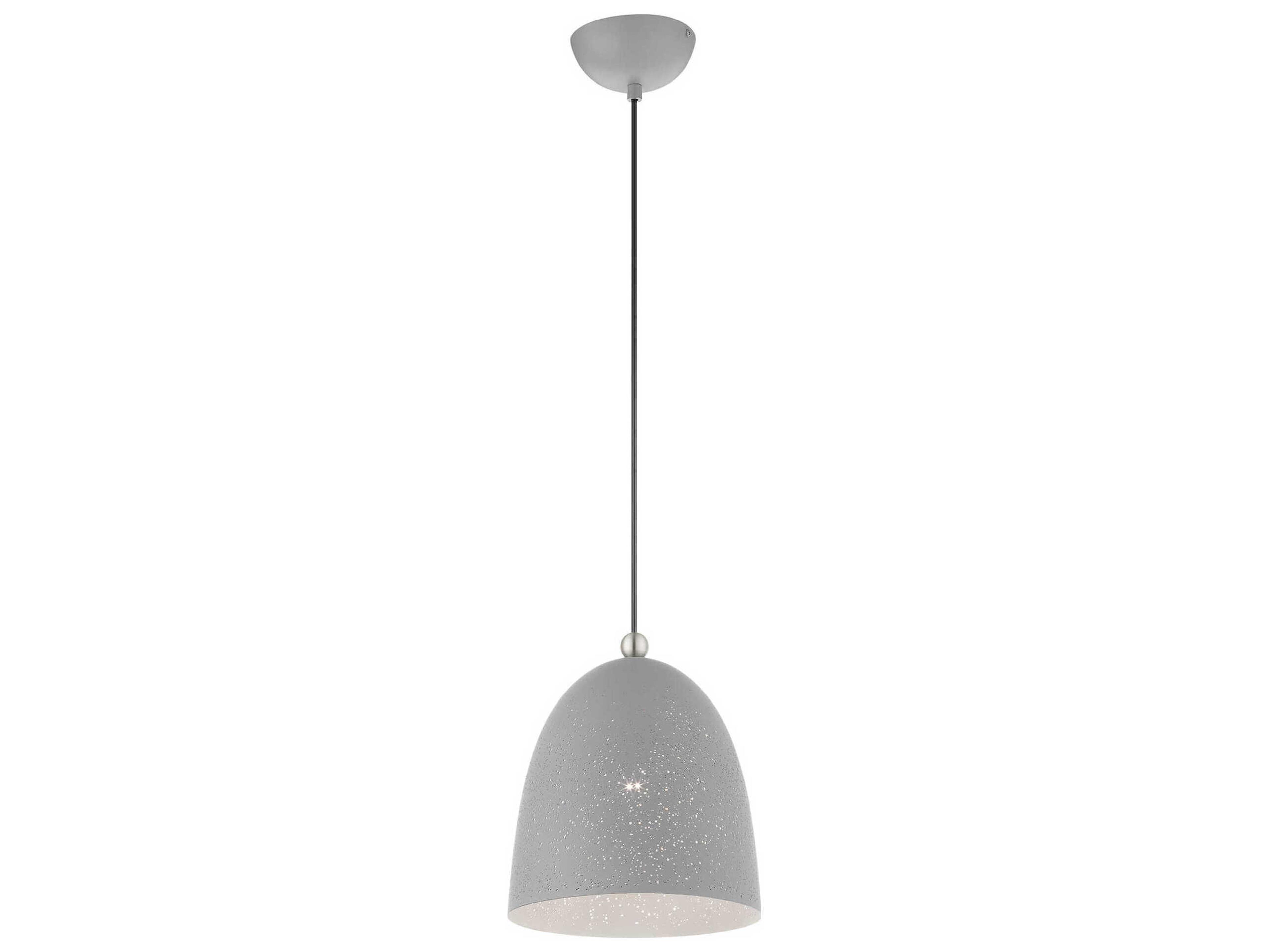 Livex Lighting Arlington 1-Light Nordic Gray Brushed Nickel Bell Mini Pendant