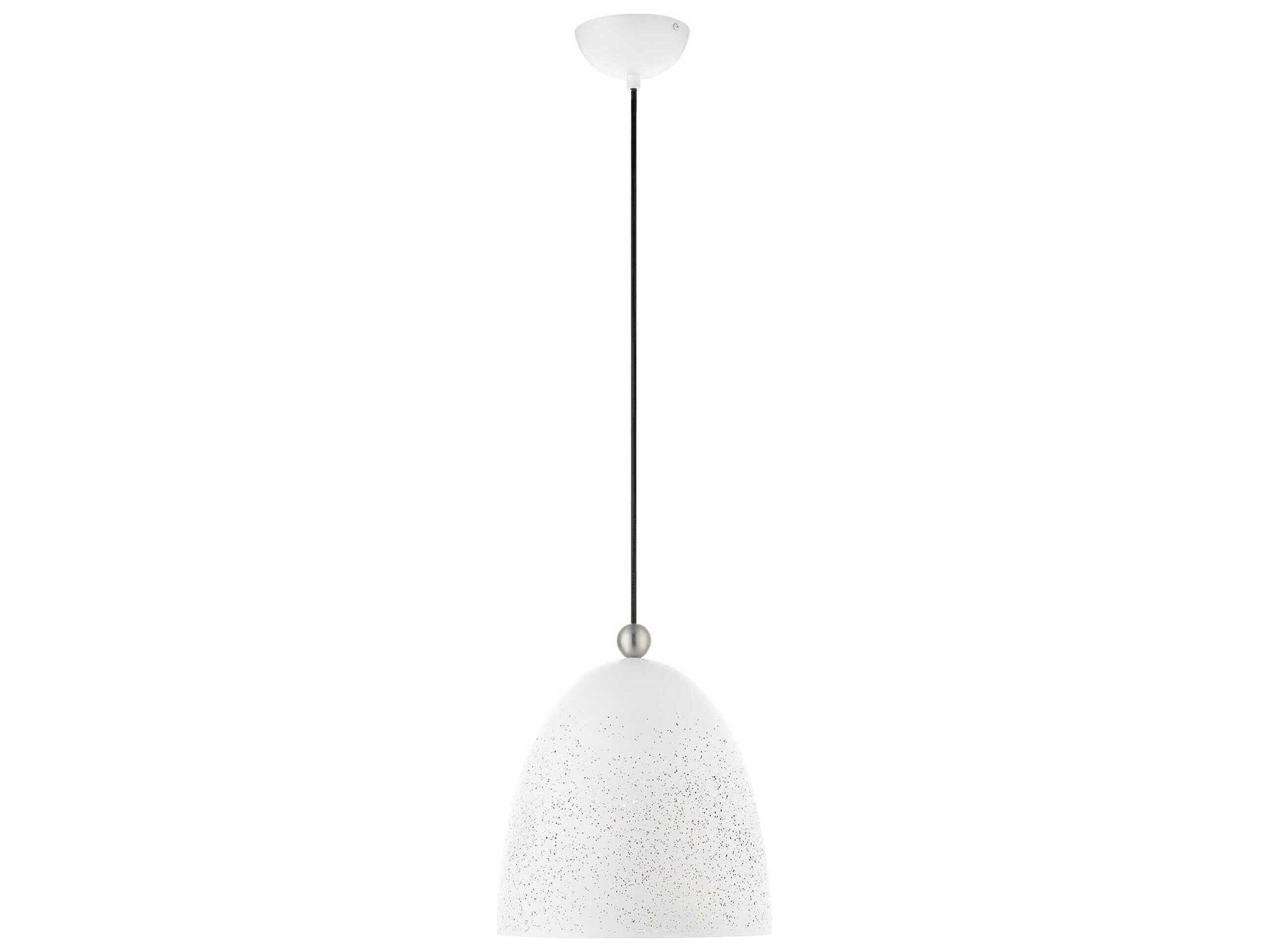 Livex Lighting Arlington 1-Light White Brushed Nickel Bell Mini Pendant