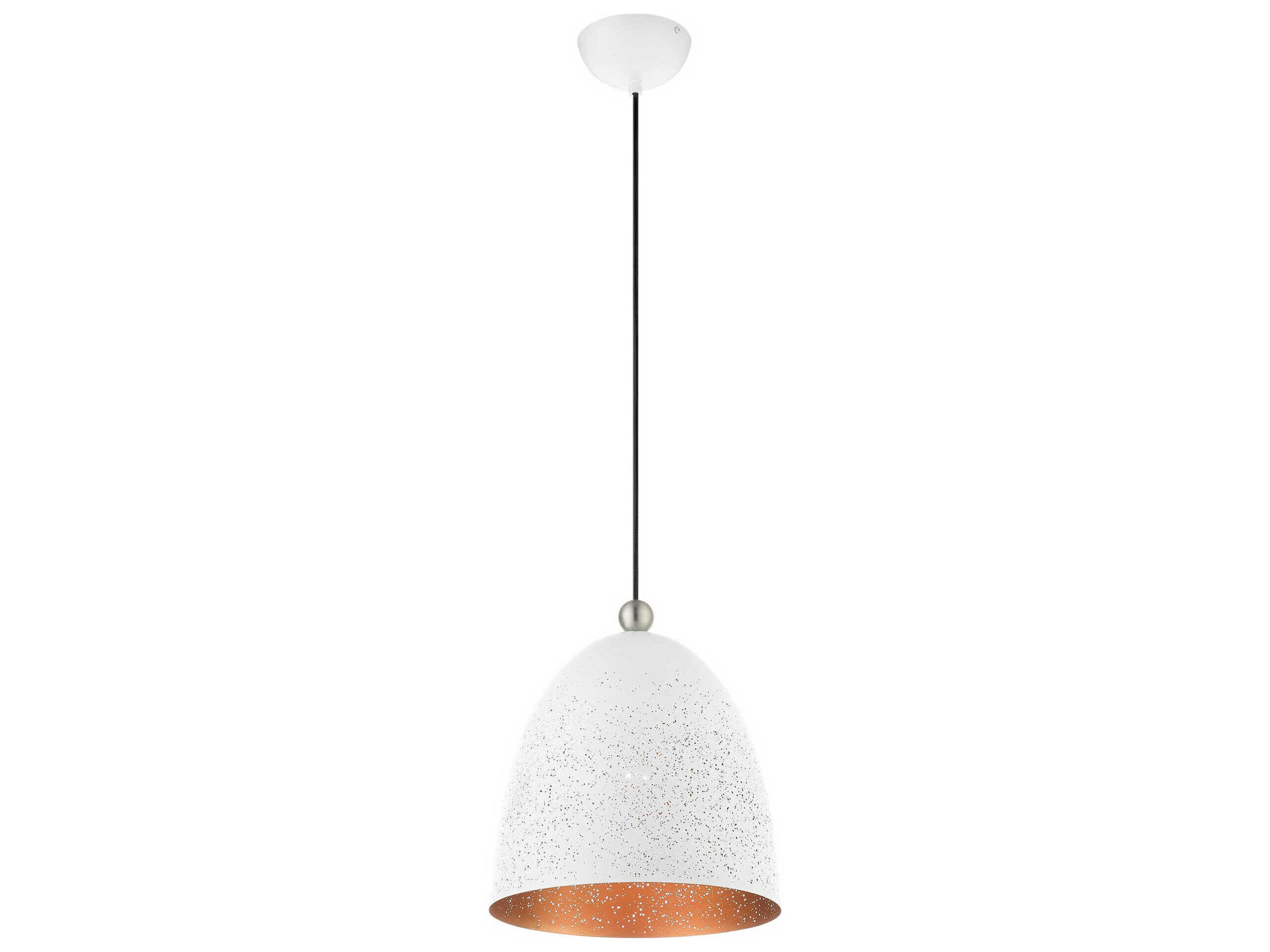 Livex Lighting Arlington 1-Light White Brushed Nickel Bell Mini Pendant