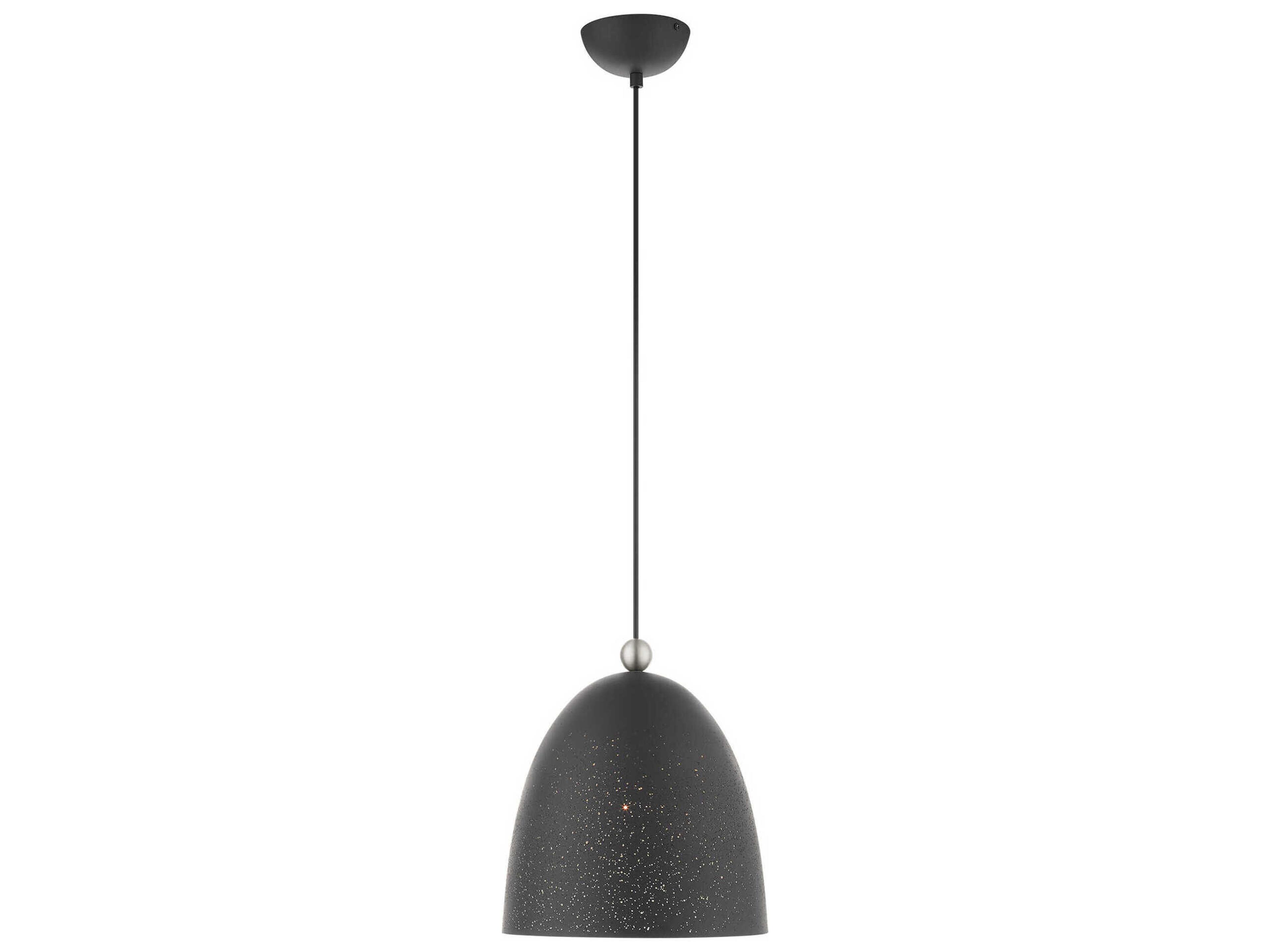 Livex Lighting Arlington 1-Light Scandinavian Gray Brushed Nickel Bell Mini Pendant