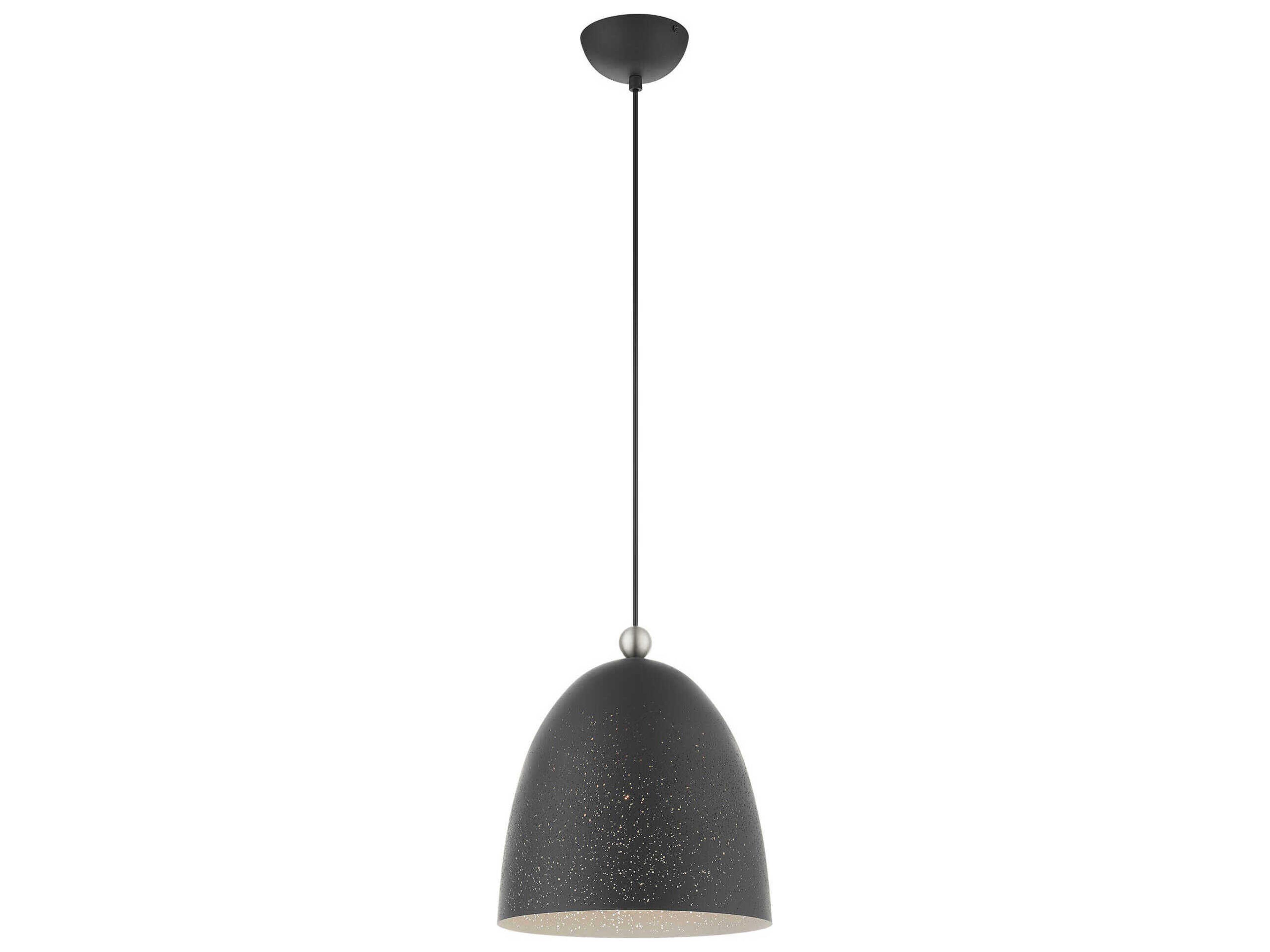 Livex Lighting Arlington 1-Light Scandinavian Gray Brushed Nickel Bell Mini Pendant