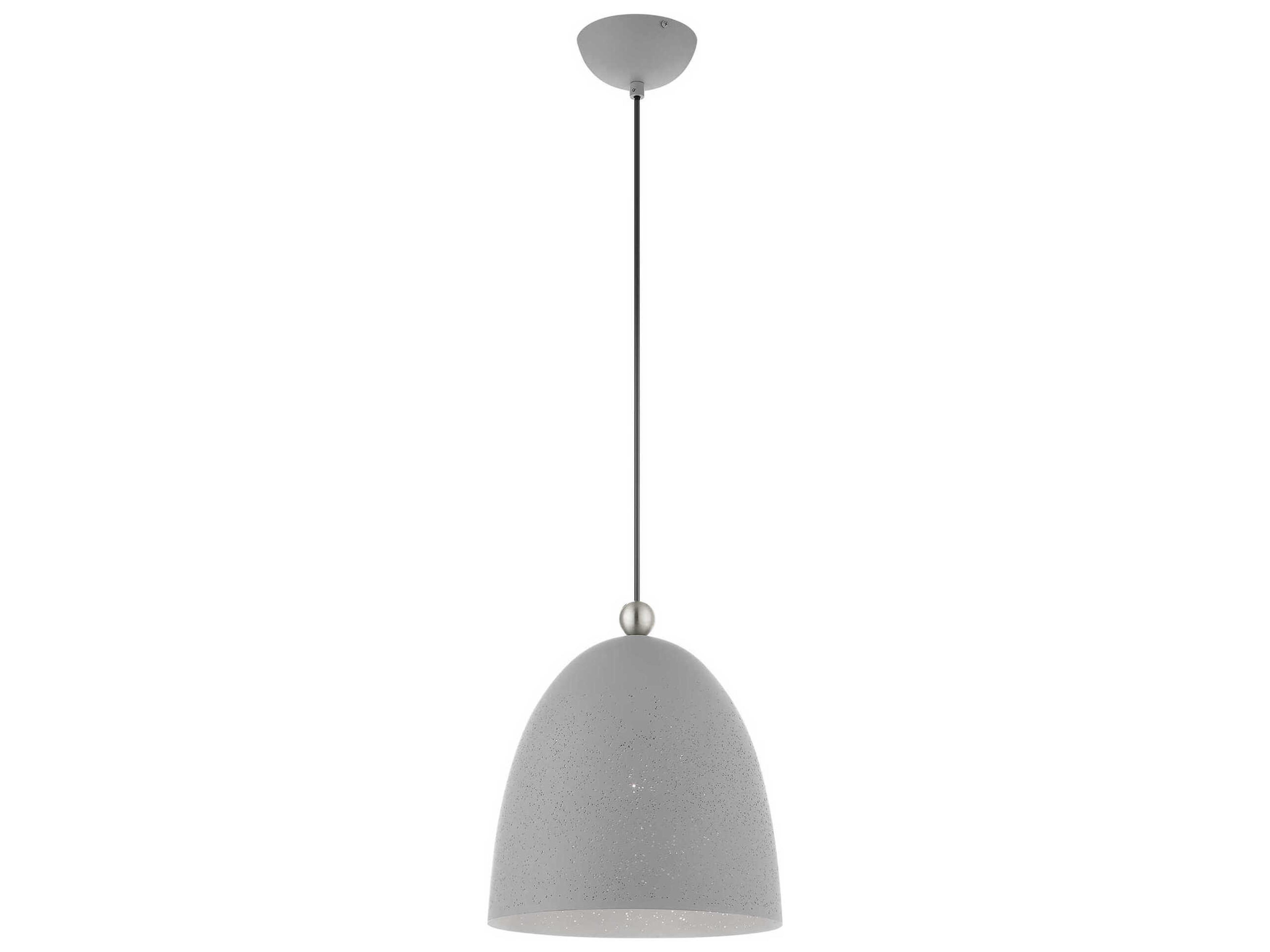 Livex Lighting Arlington 1-Light Nordic Gray Brushed Nickel Bell Mini Pendant