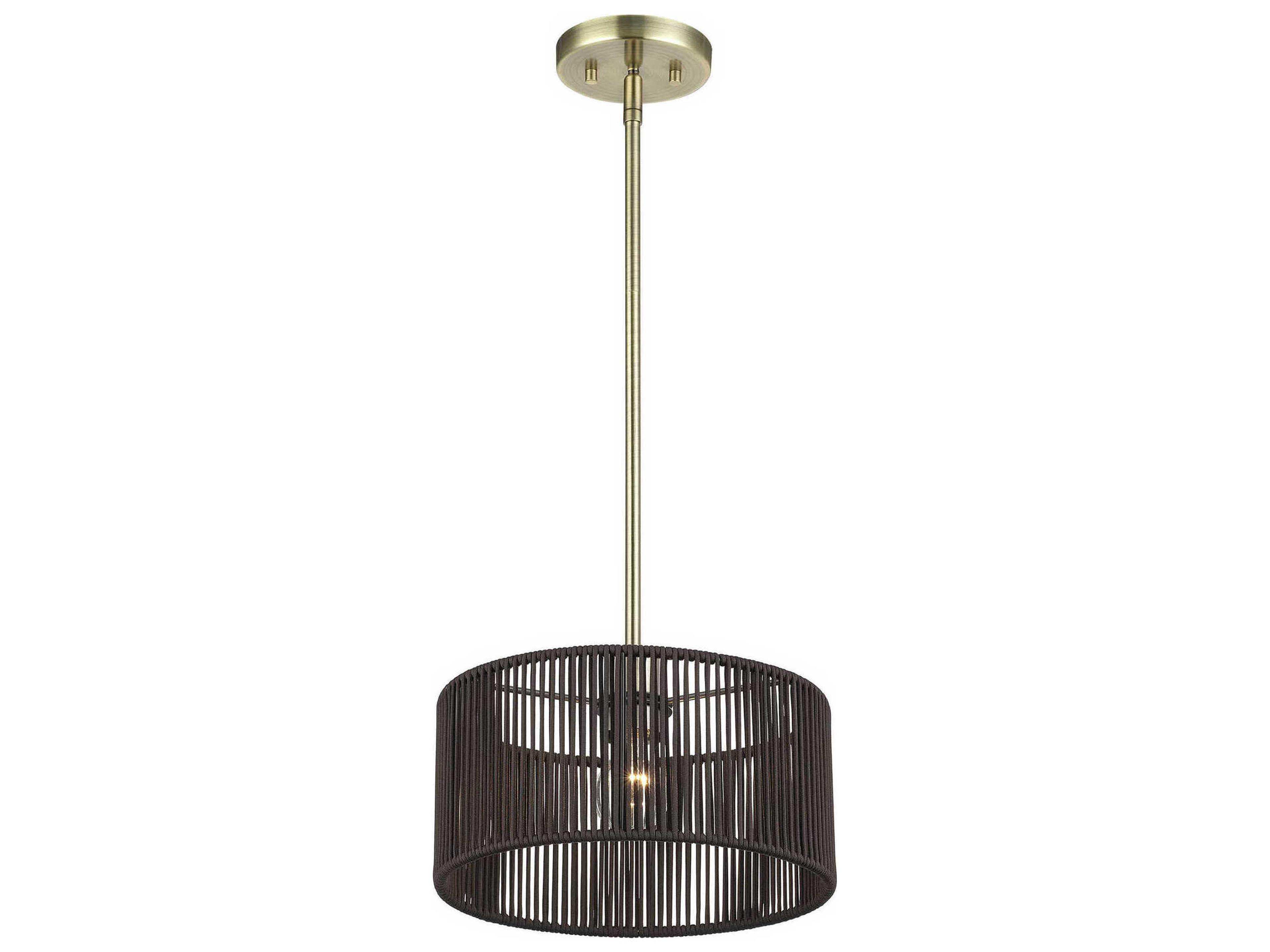 Livex Lighting Acordia 1-Light Antique Brass Round Mini Pendant