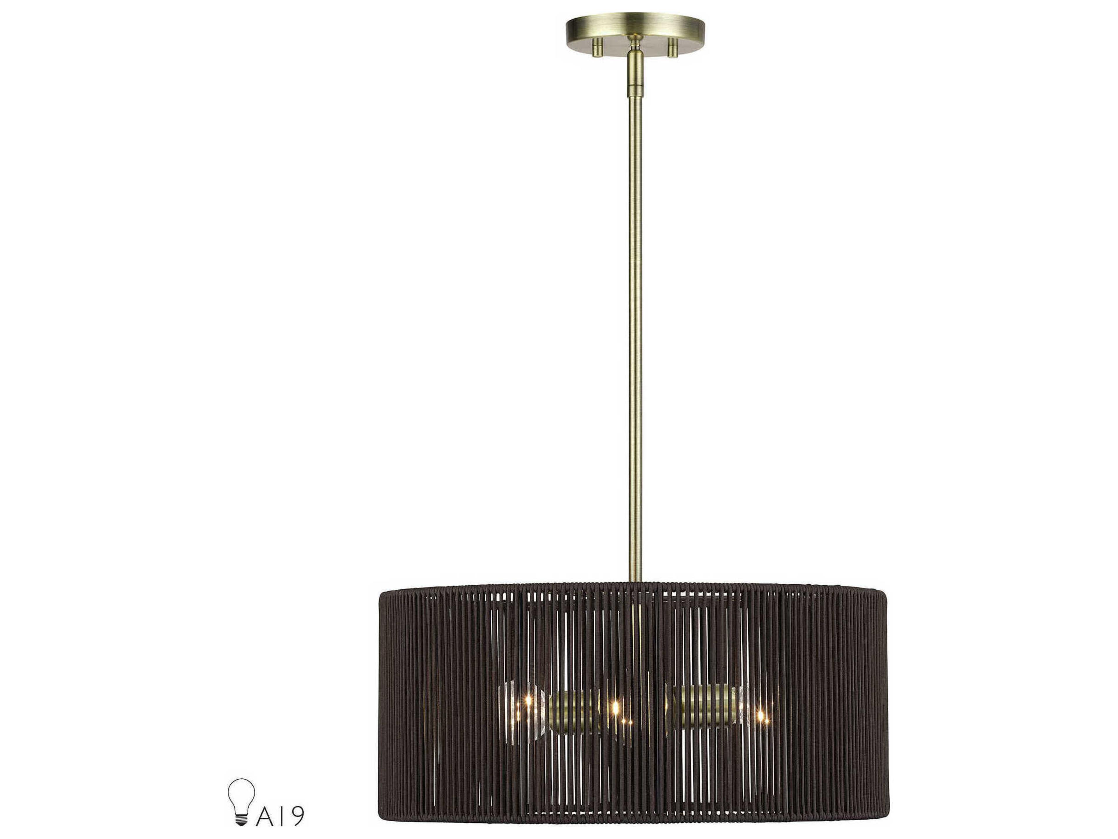 Livex Lighting Acordia 3-Light Antique Brass Round Pendant