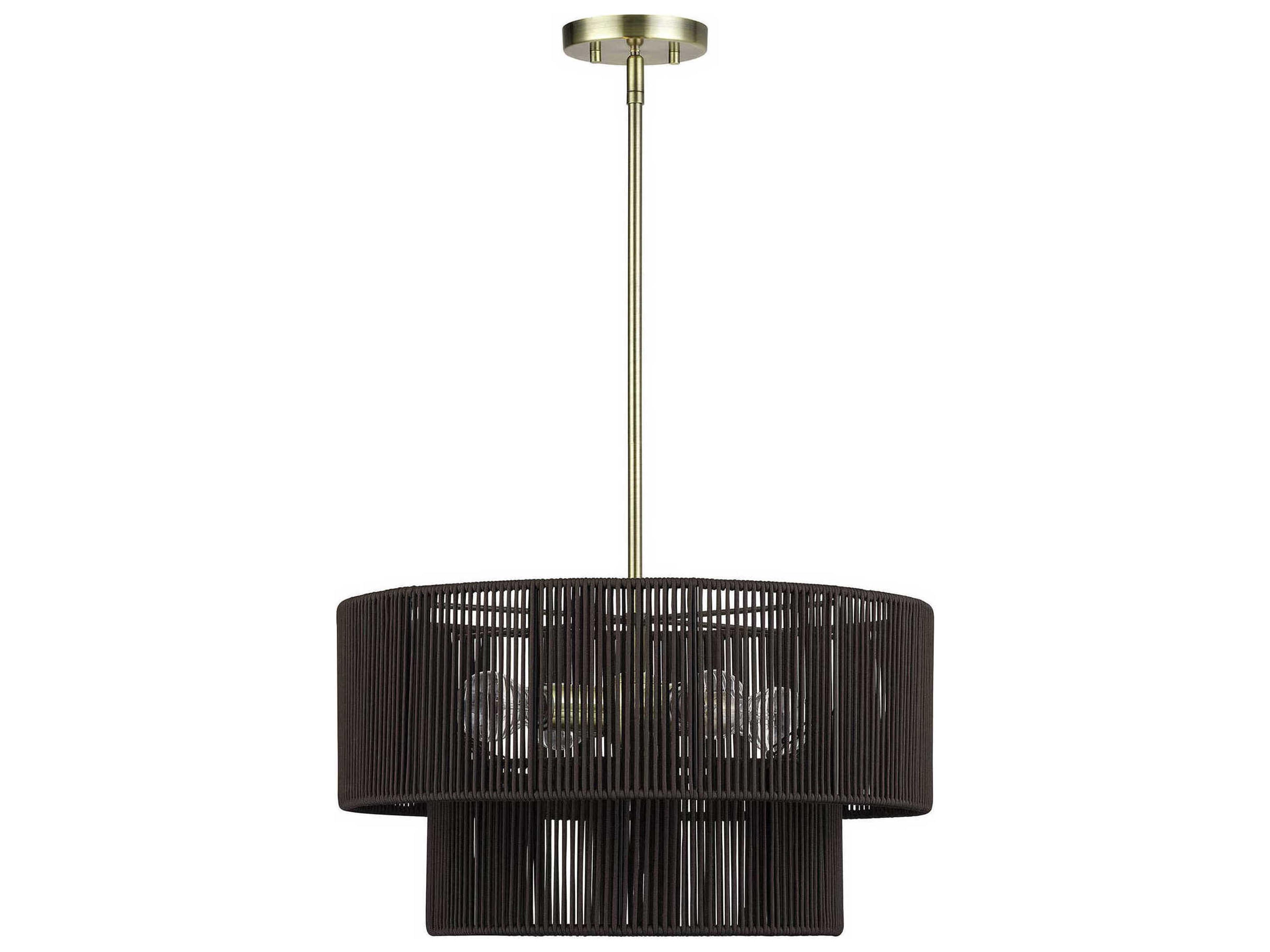 Acordia 4-Light Antique Brass Drum Pendant
