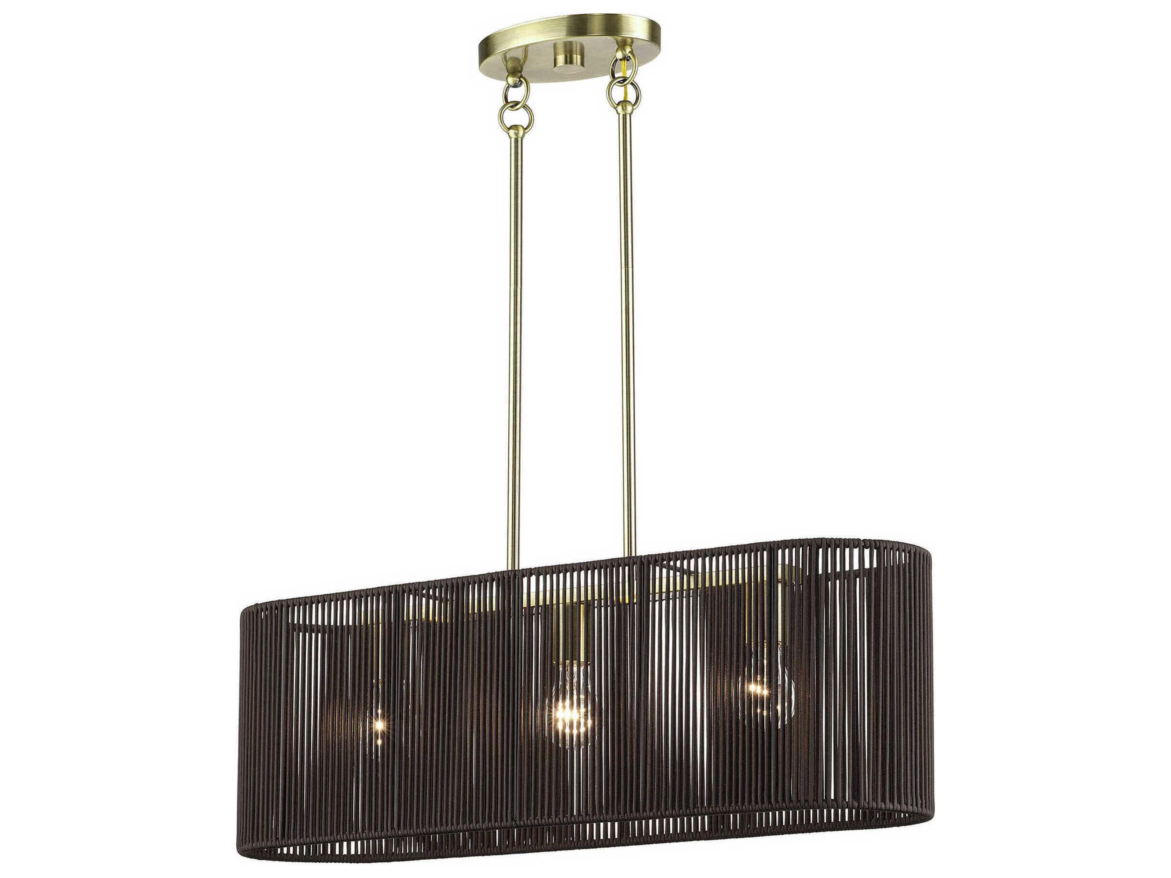 Acordia 3-Light Antique Brass Linear Island Pendant