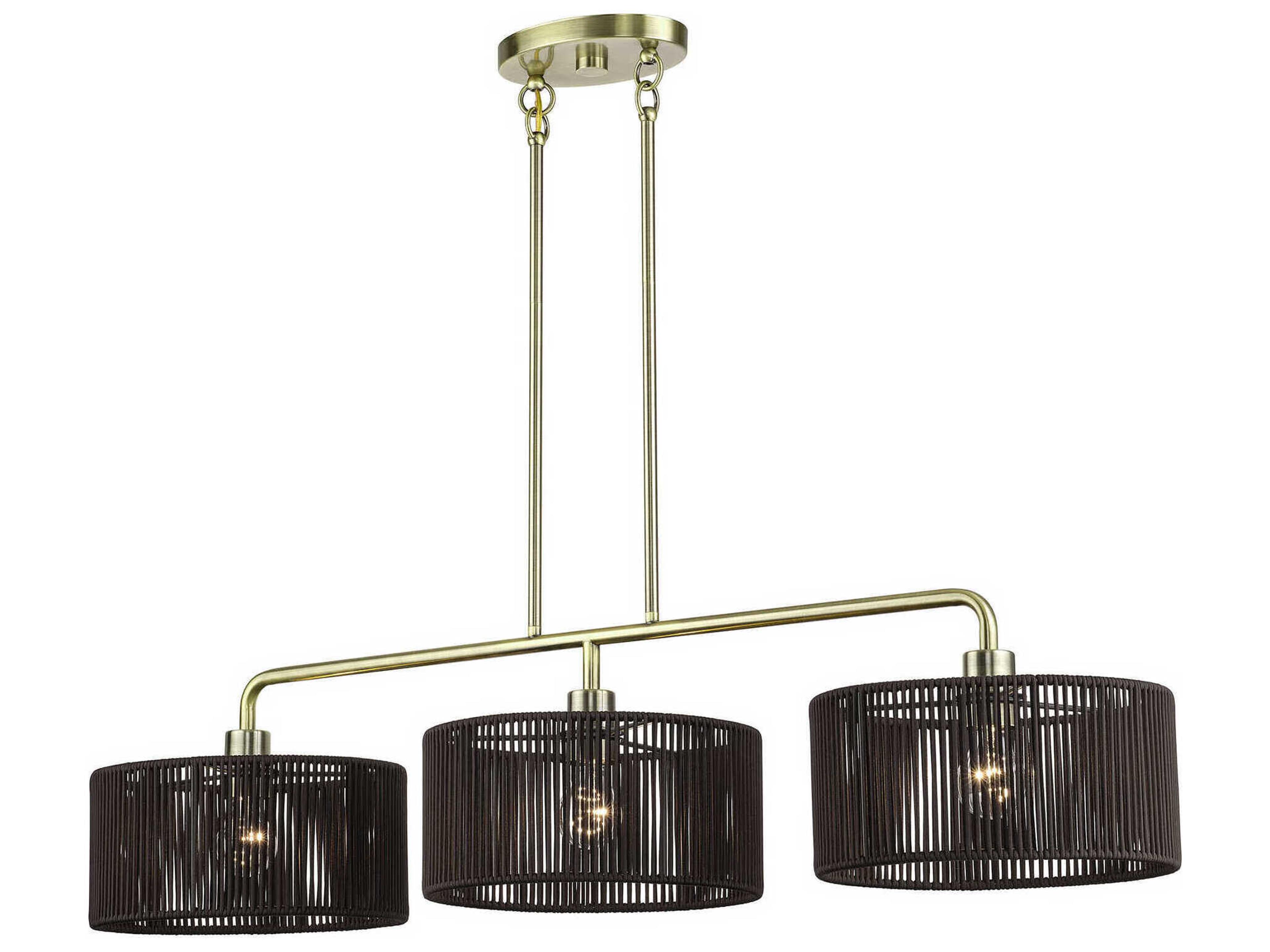 Acordia 3-Light Antique Brass Drum Island Pendant