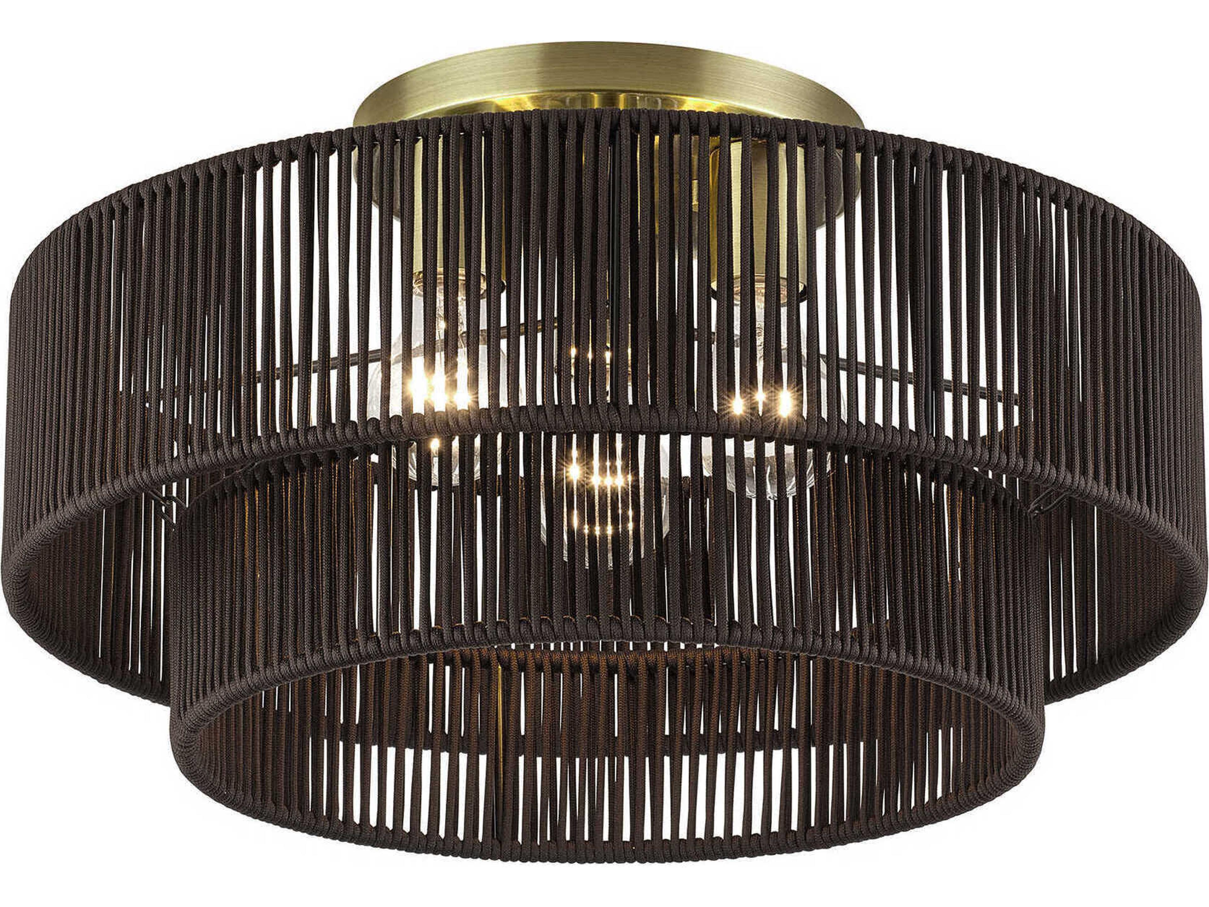 Acordia 3-Light Antique Brass Drum Semi Flush Mount