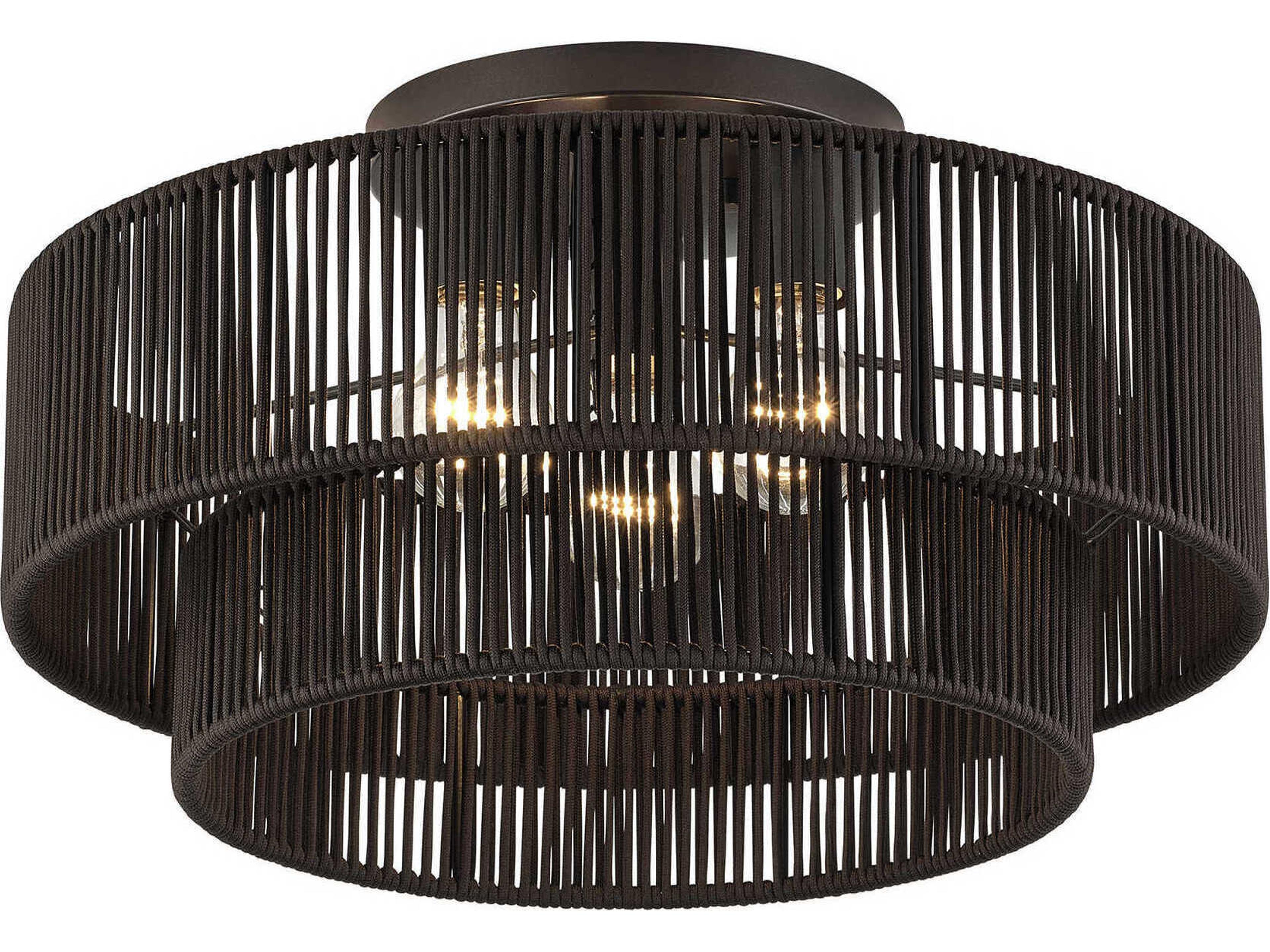 Acordia 3-Light English Bronze Pink Drum Semi Flush Mount