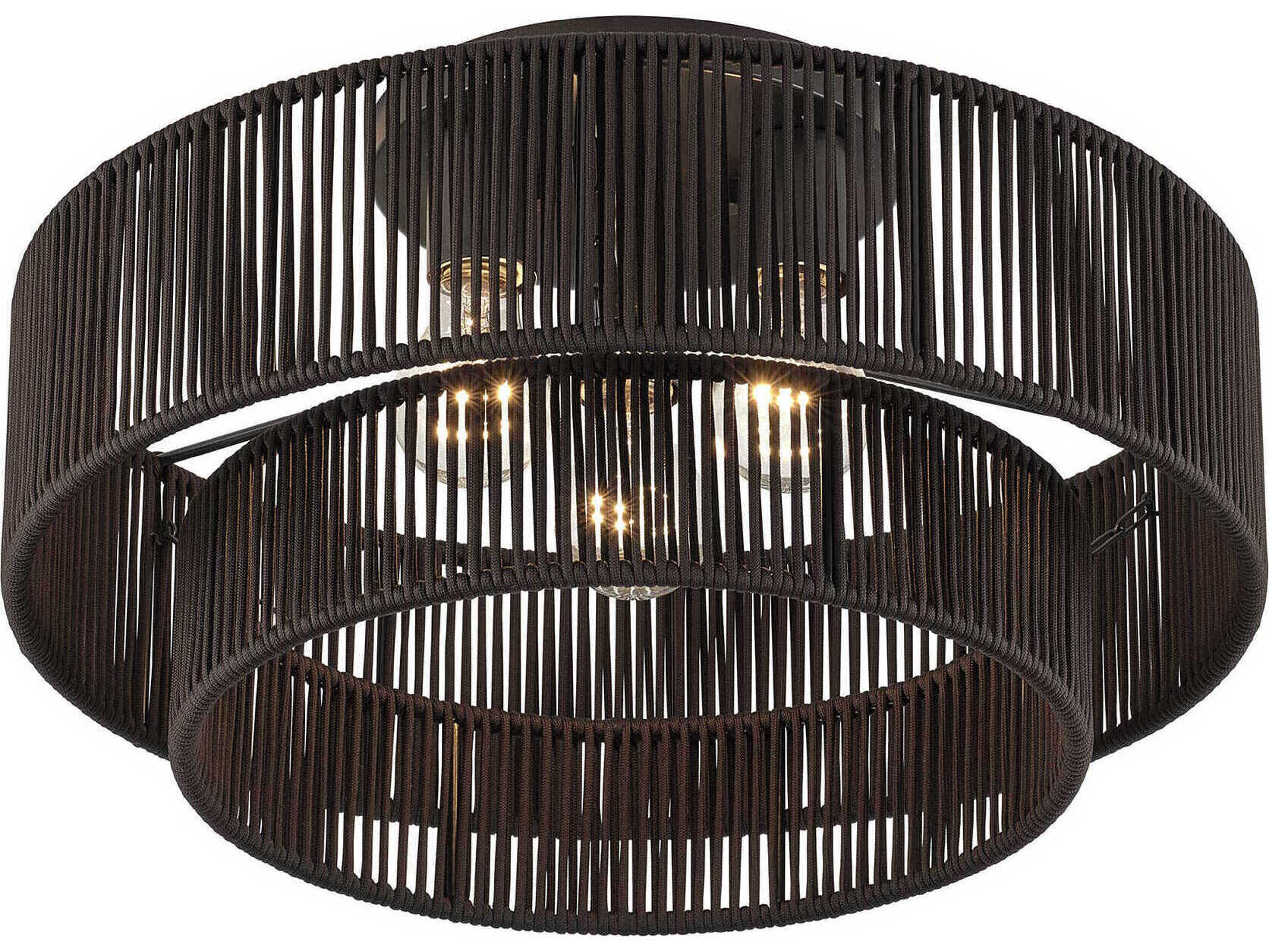 Livex Lighting Acordia 3-Light English Bronze Pink Drum Semi Flush Mount