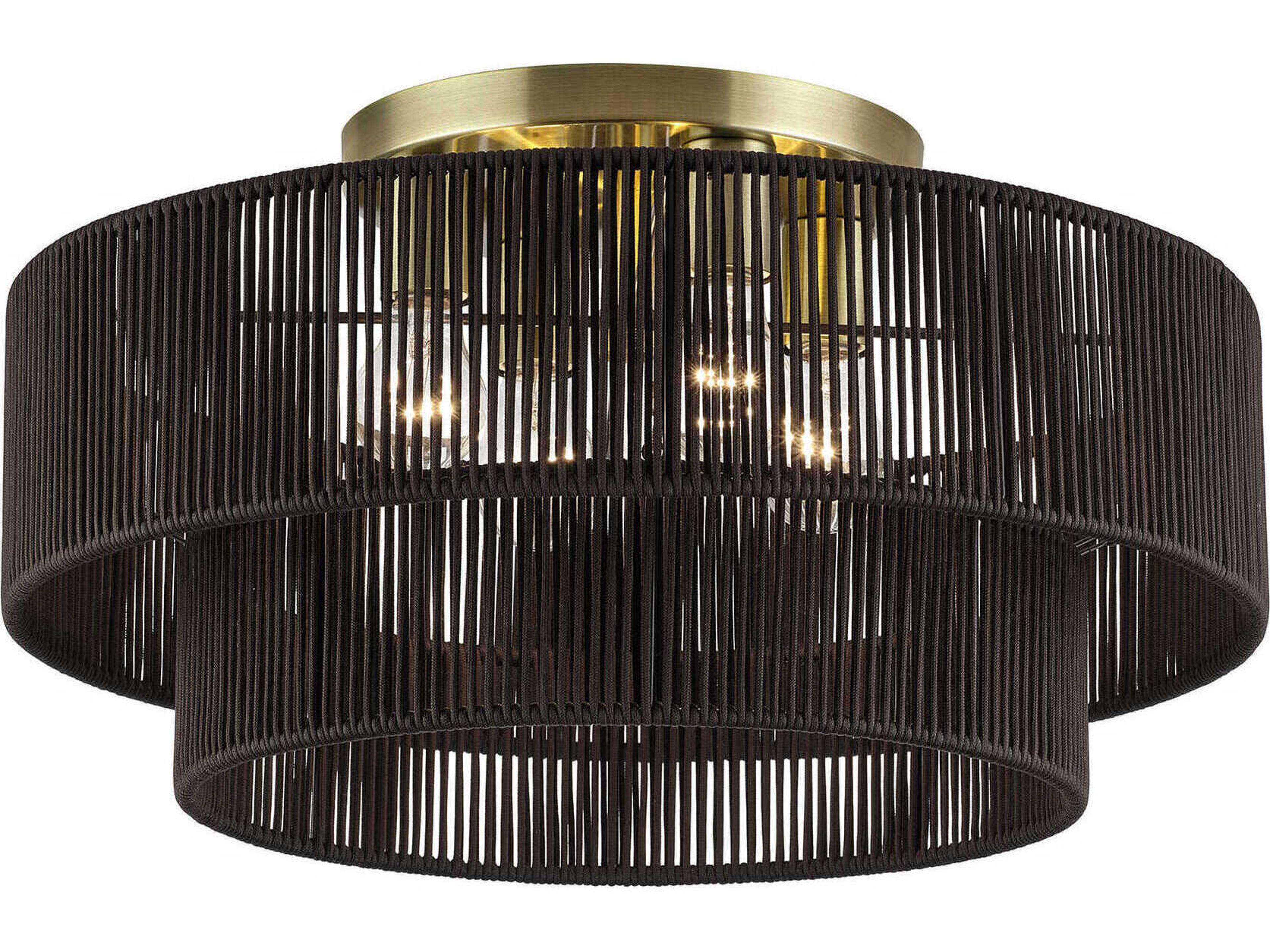 Acordia 4-Light Antique Brass Drum Semi Flush Mount