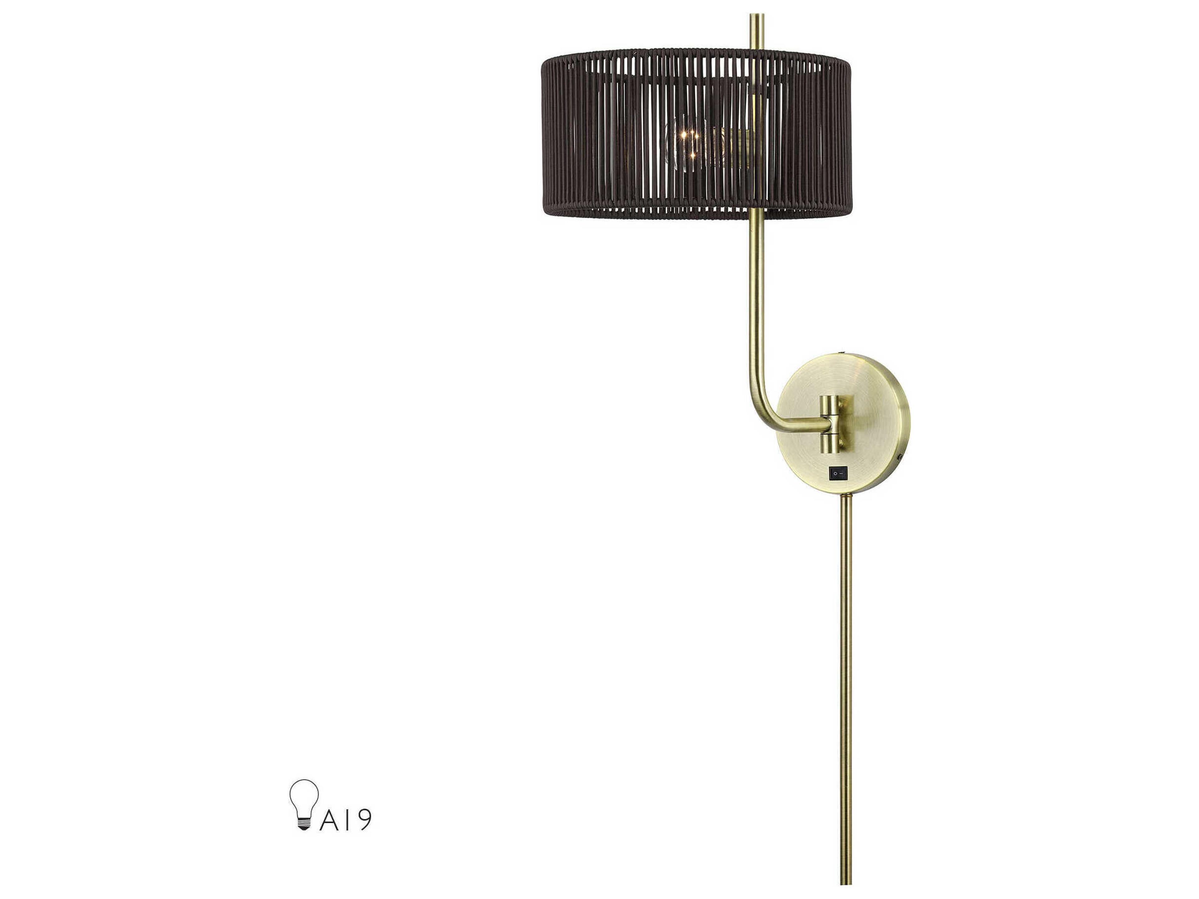 Livex Lighting Acordia 1-Light Antique Brass Swing Wall Sconce