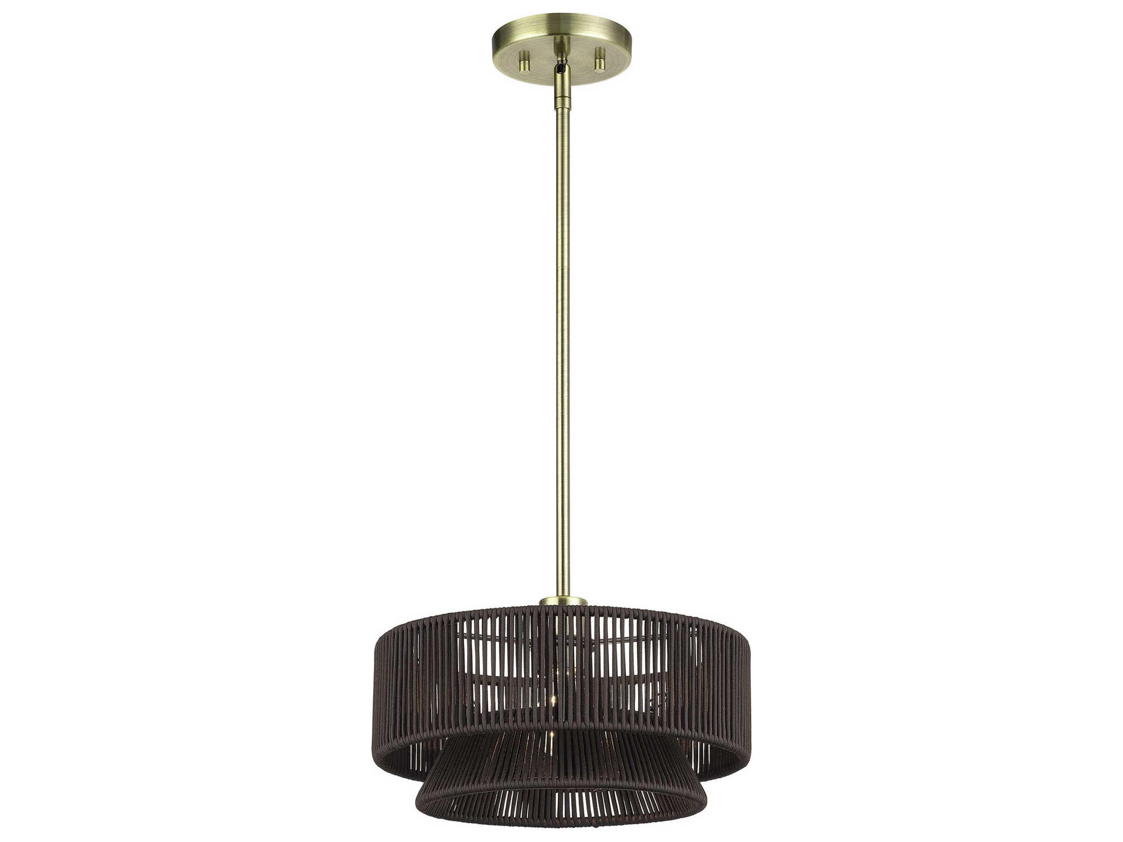 Livex Lighting Florell 1-Light Antique Brass Drum Pendant