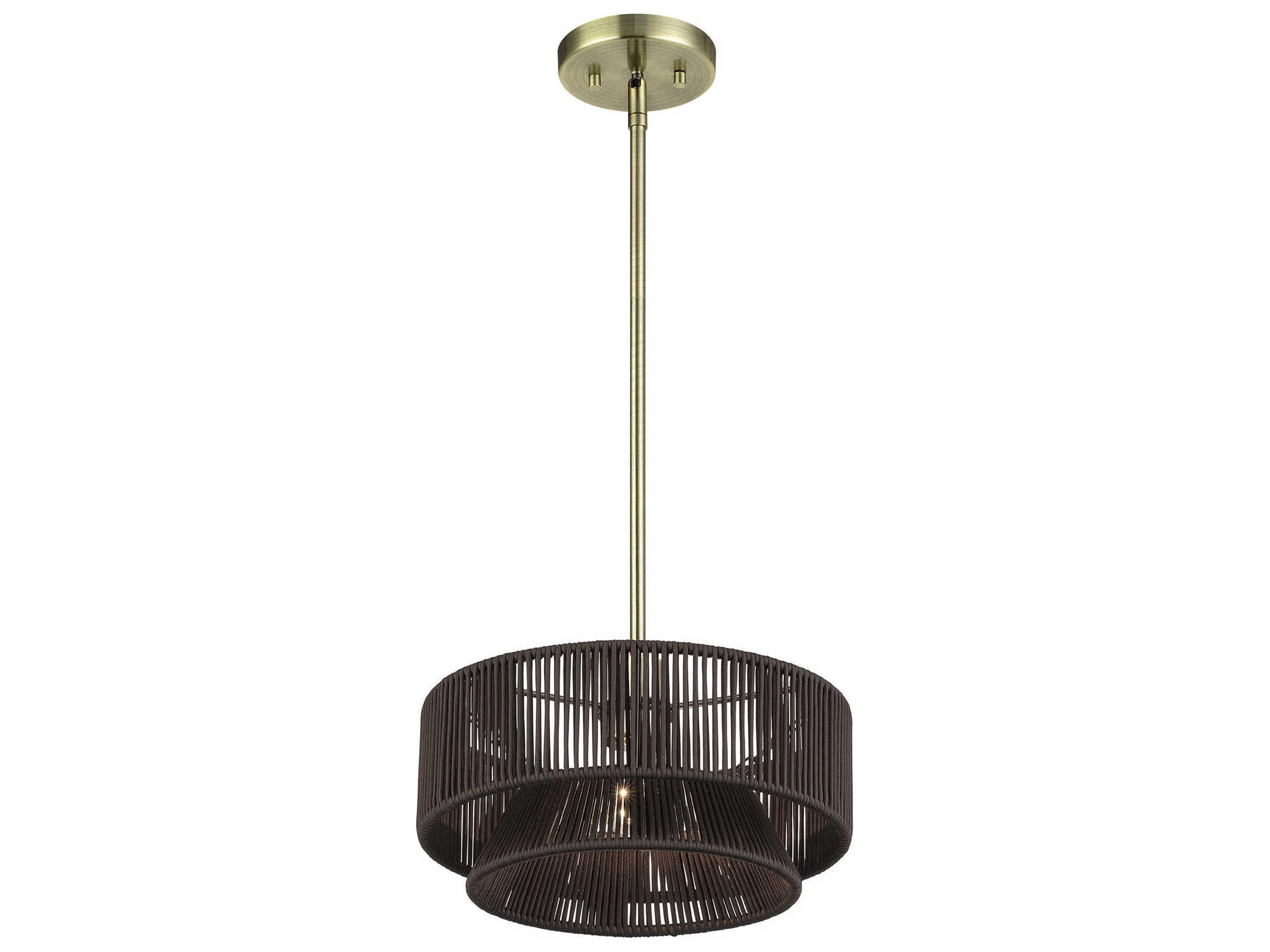 Livex Lighting Florell 1-Light Antique Brass Drum Pendant