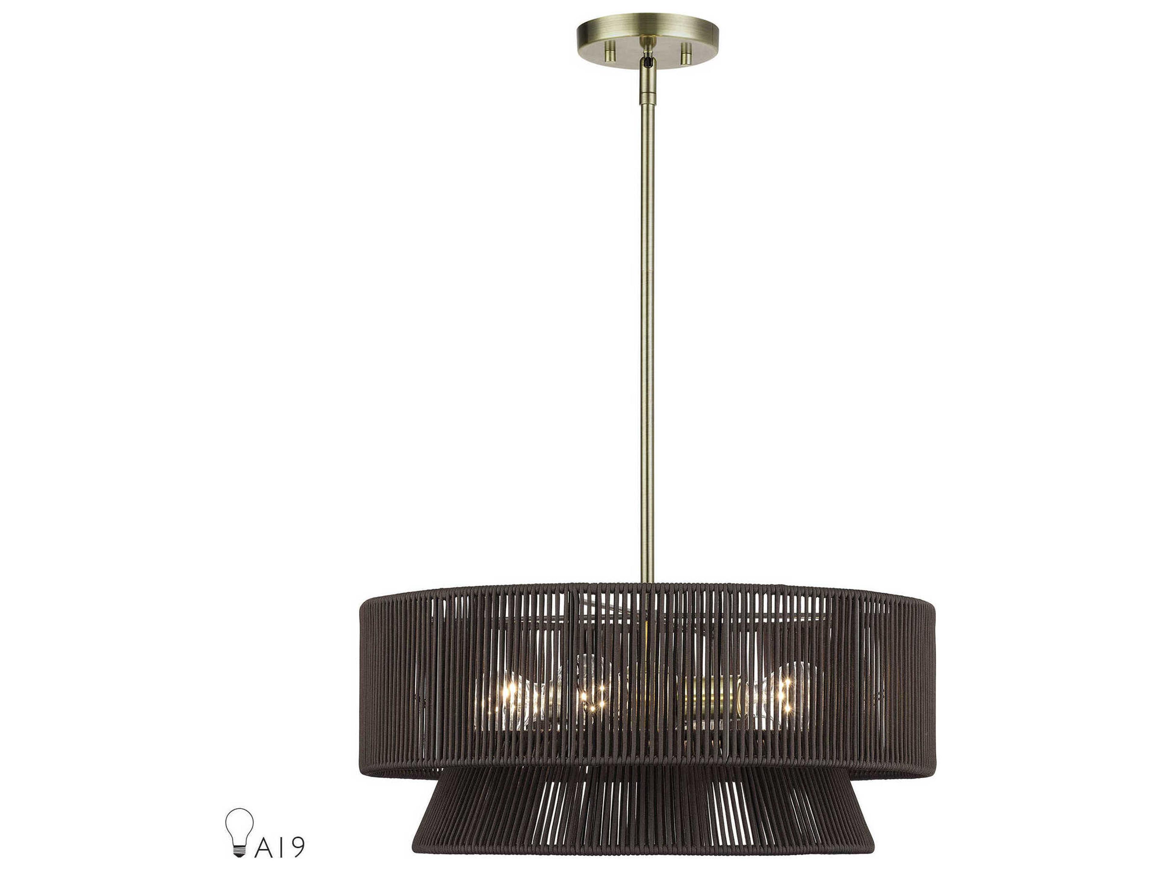 Livex Lighting Florell 4-Light Antique Brass Drum Pendant