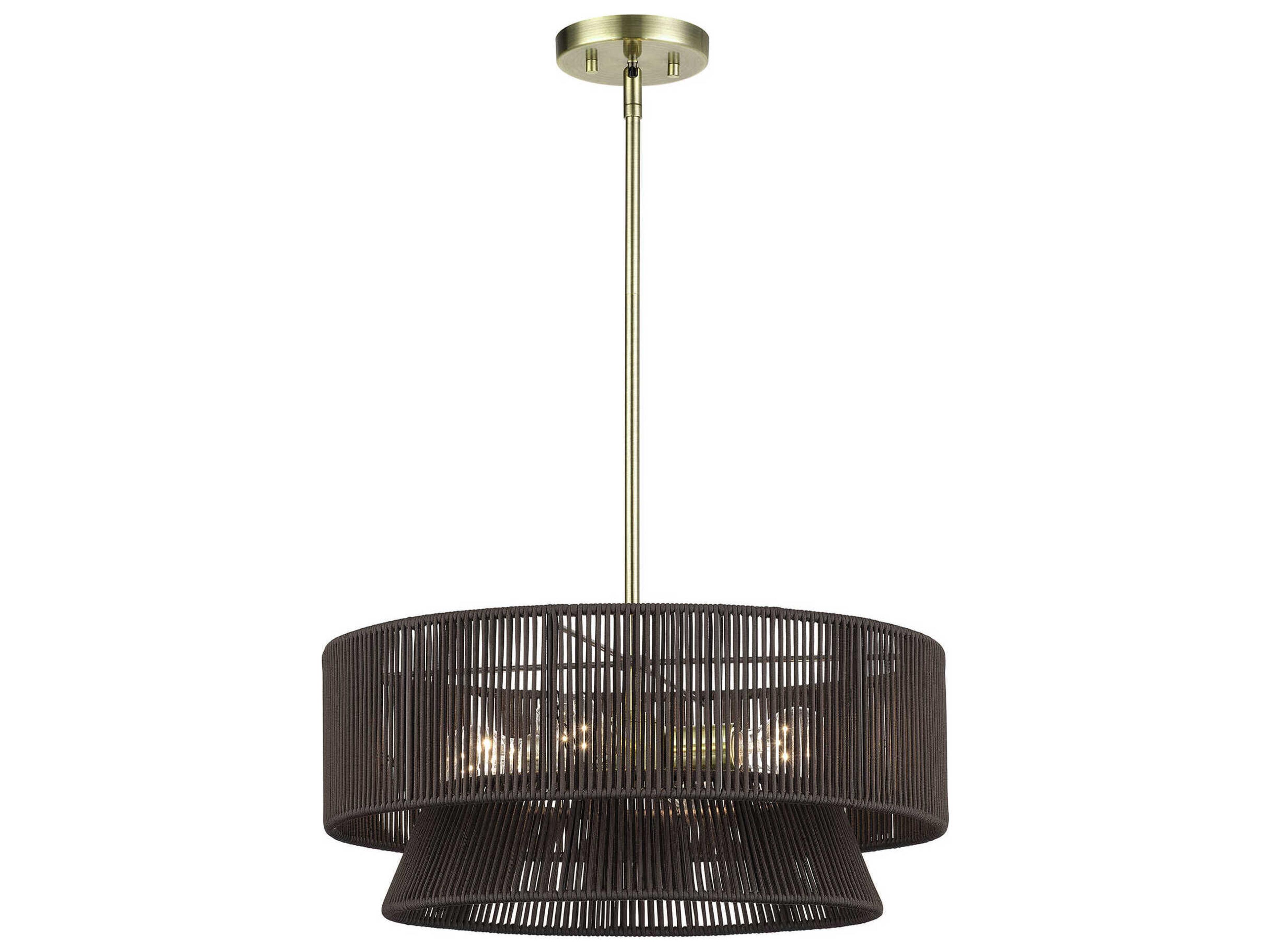 Livex Lighting Florell 4-Light Antique Brass Drum Pendant