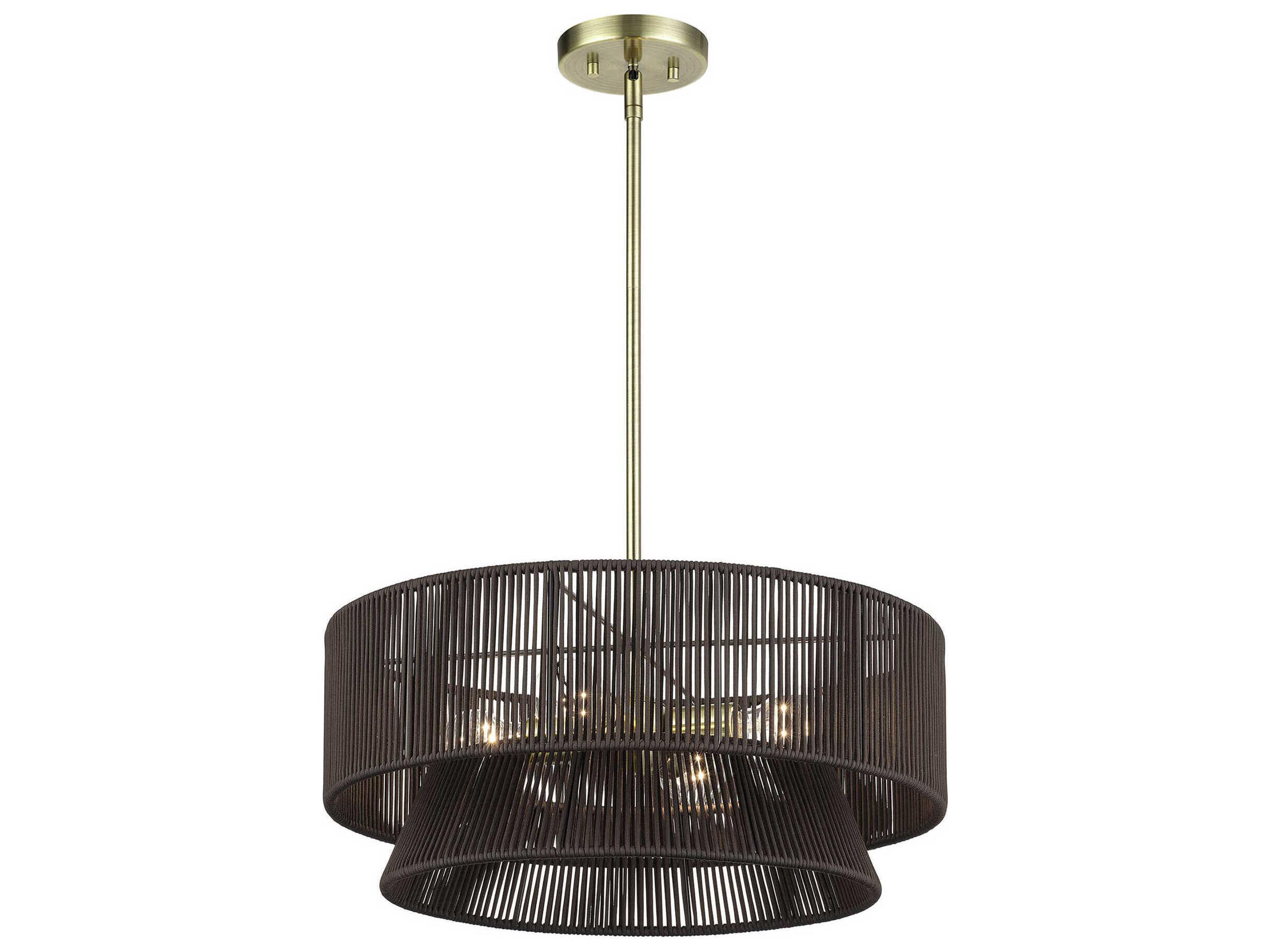 Livex Lighting Florell 4-Light Antique Brass Drum Pendant