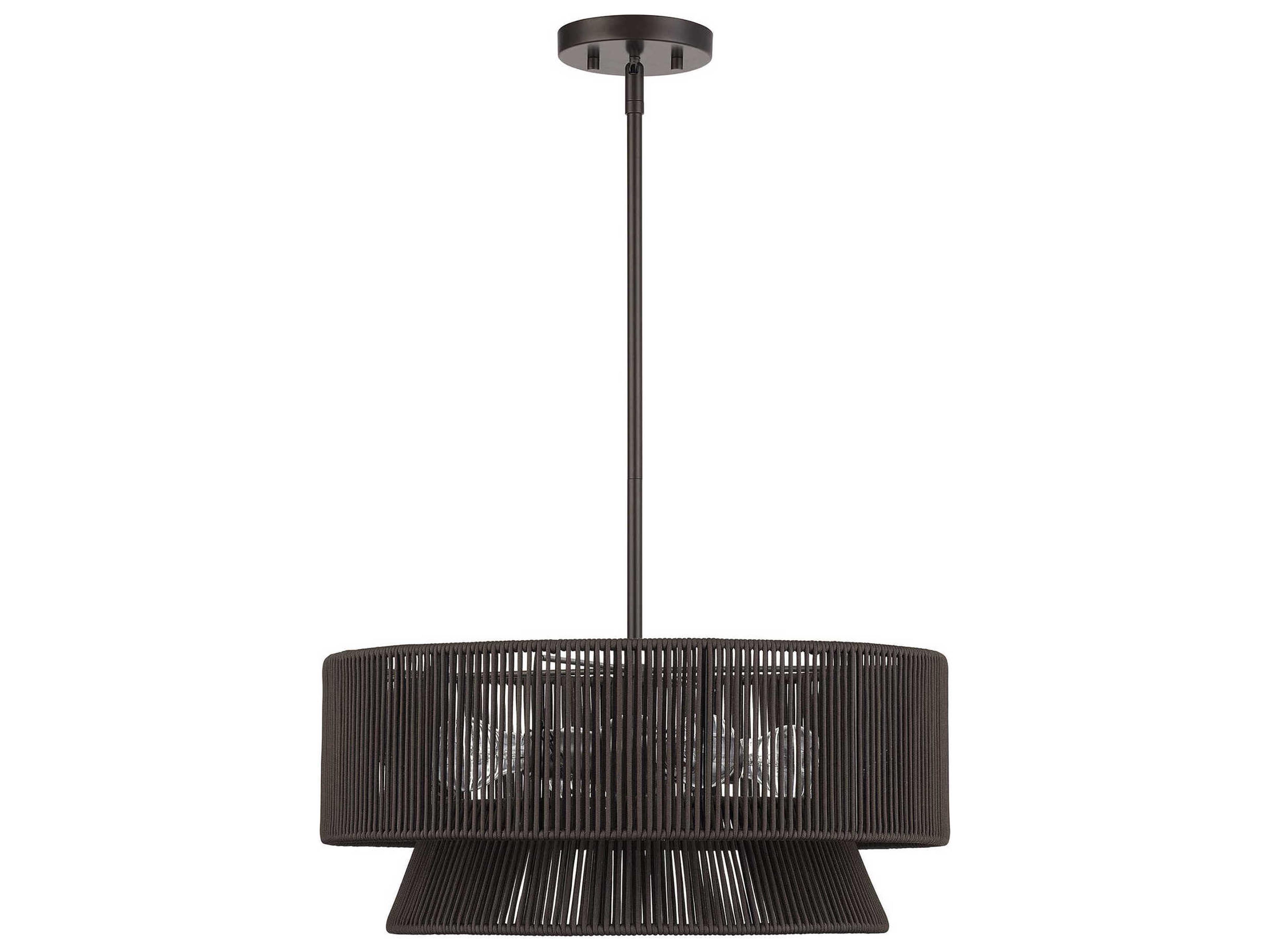 Livex Lighting Florell 4-Light English Bronze Brass Drum Pendant