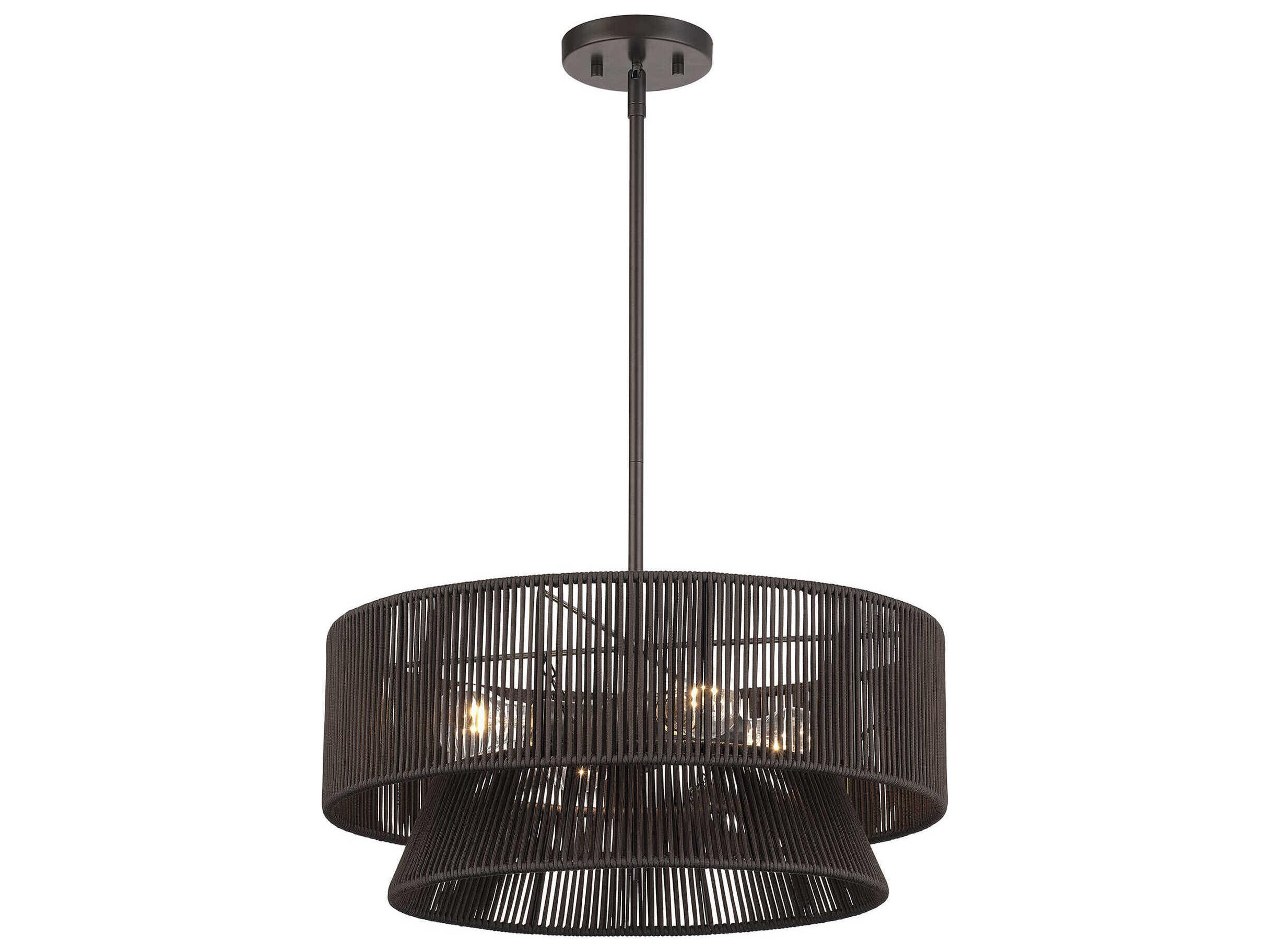 Livex Lighting Florell 4-Light English Bronze Brass Drum Pendant