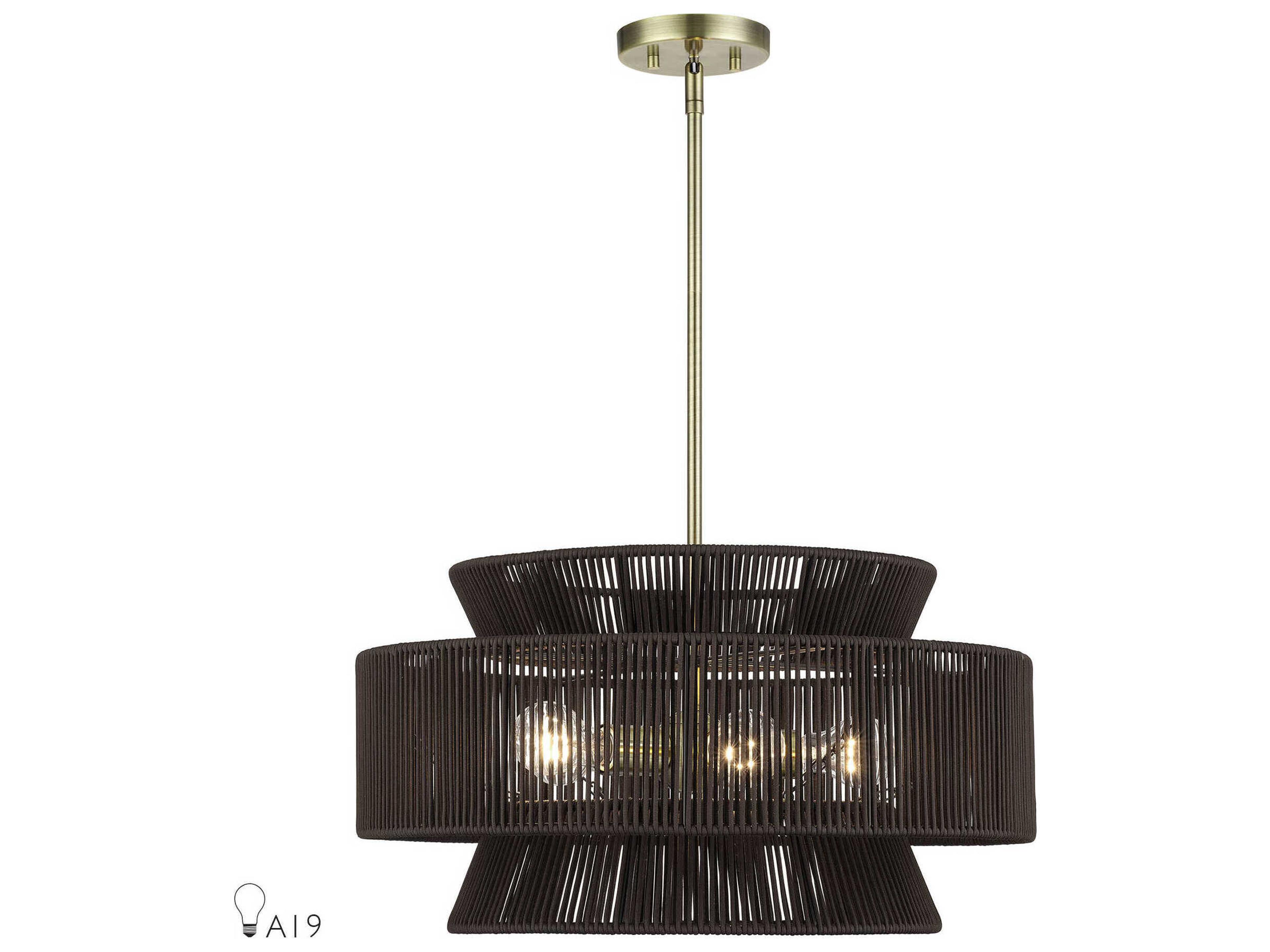 Livex Lighting Florell 5-Light Antique Brass Drum Pendant