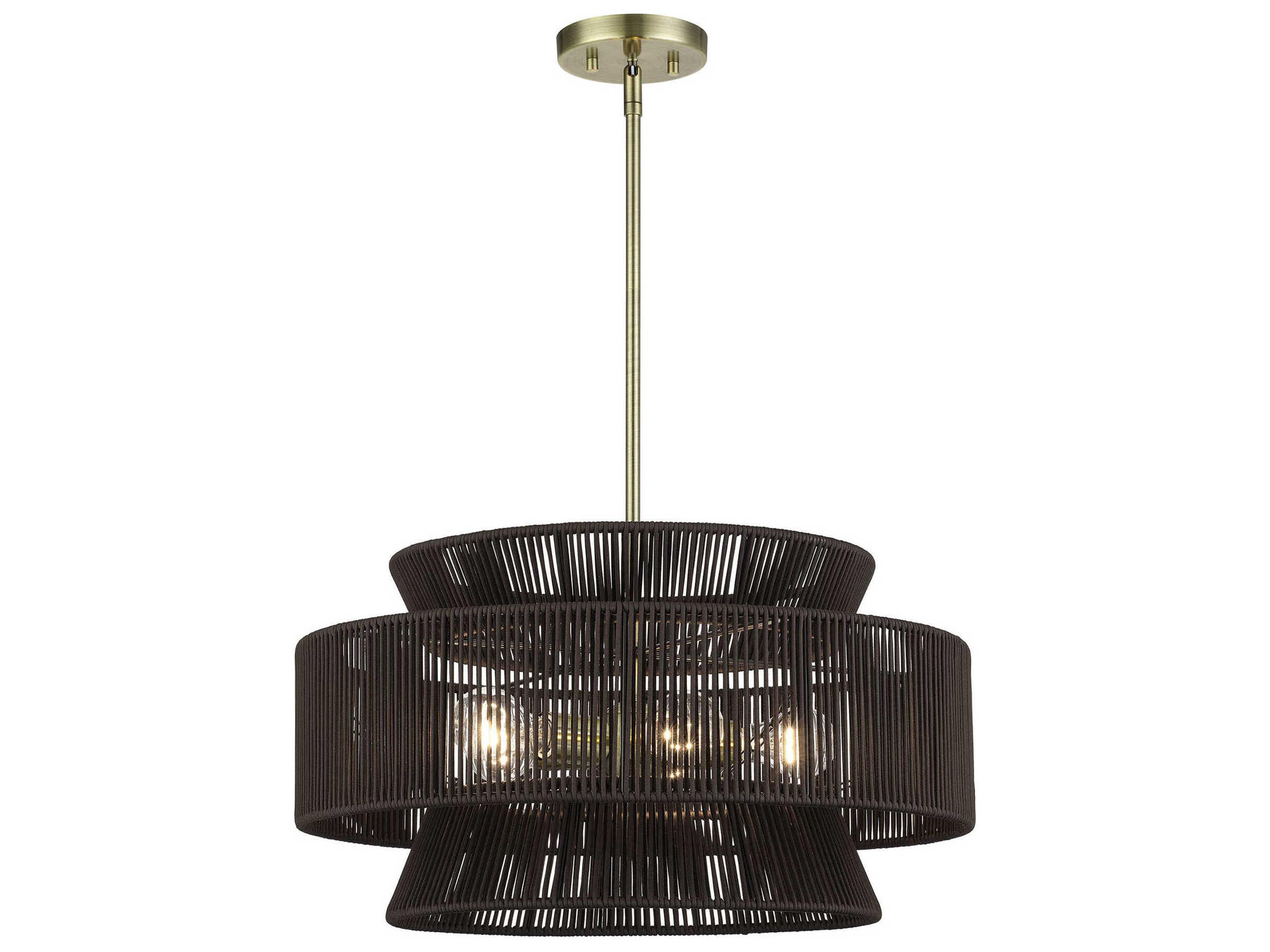 Livex Lighting Florell 5-Light Antique Brass Drum Pendant