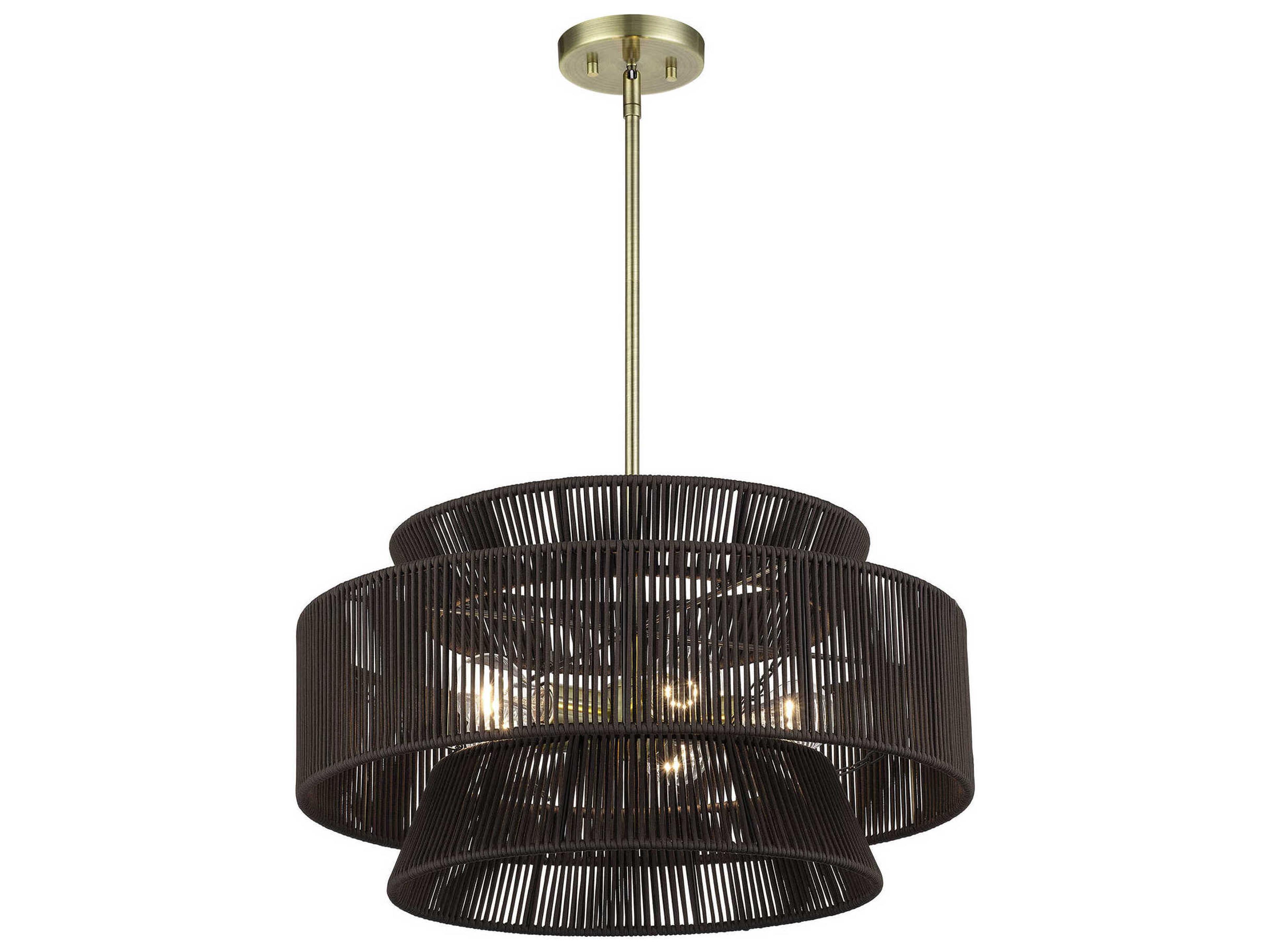 Livex Lighting Florell 5-Light Antique Brass Drum Pendant