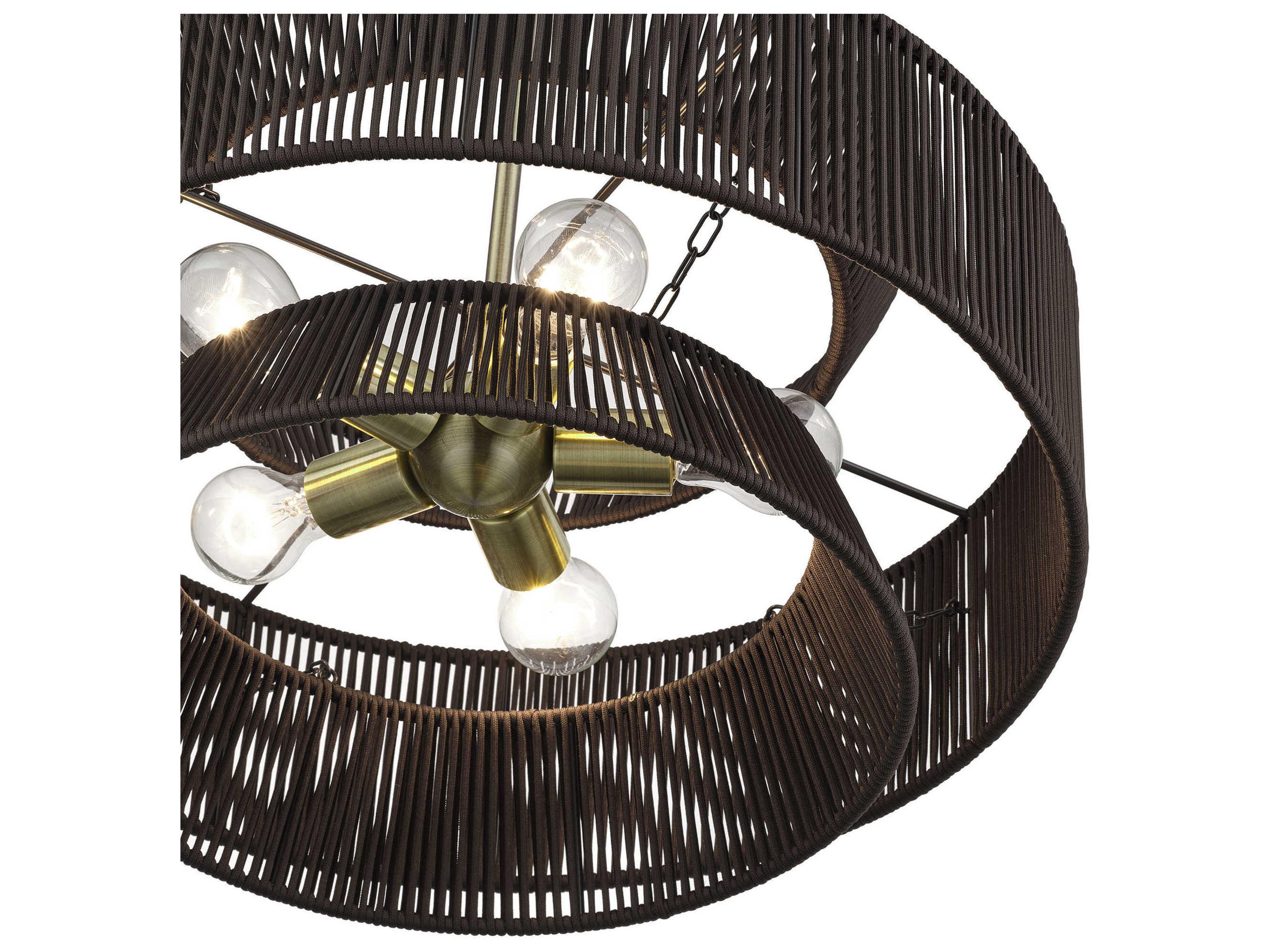 Livex Lighting Florell 5-Light Antique Brass Drum Pendant