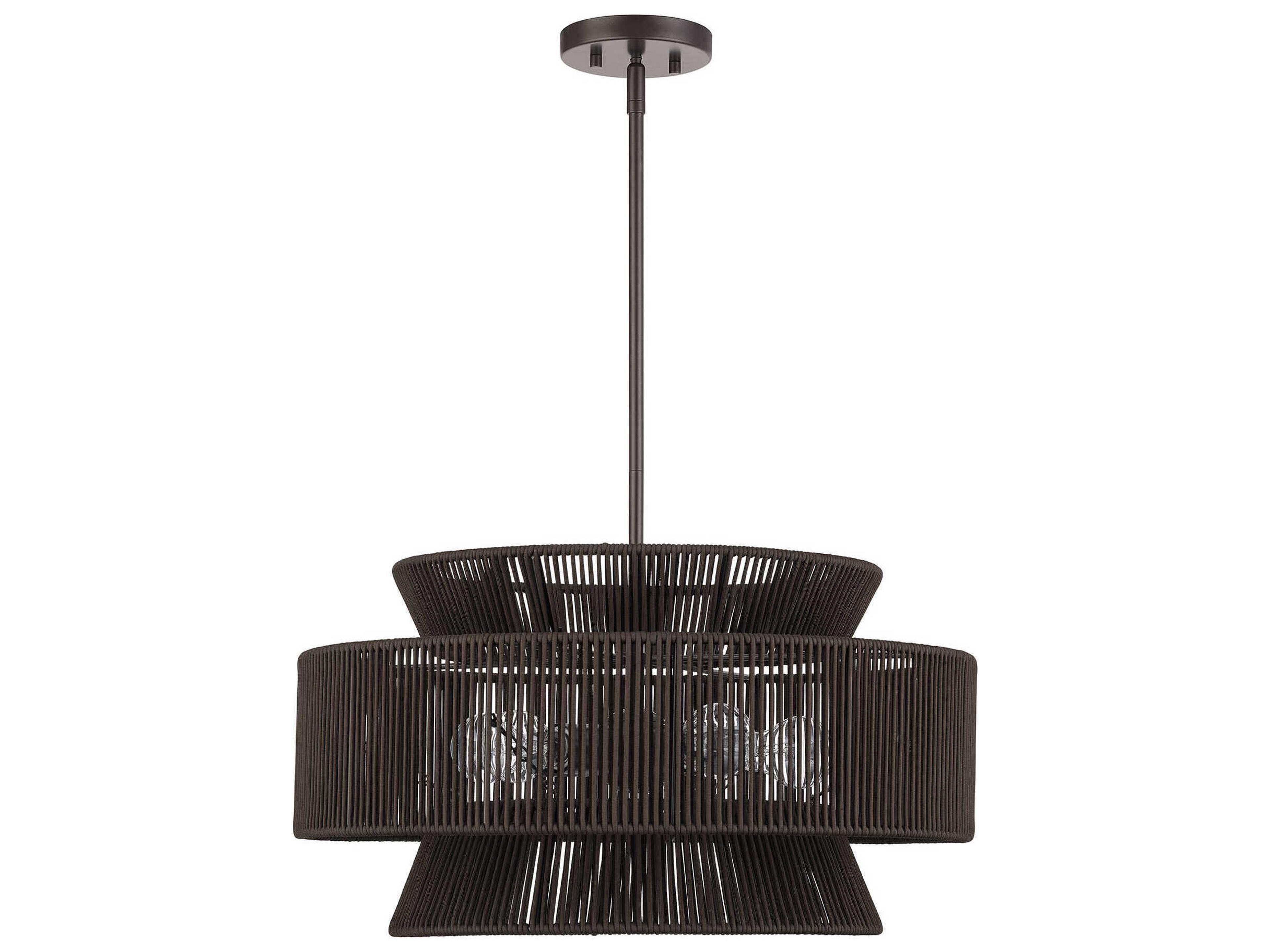 Florell 5-Light English Bronze Drum Pendant