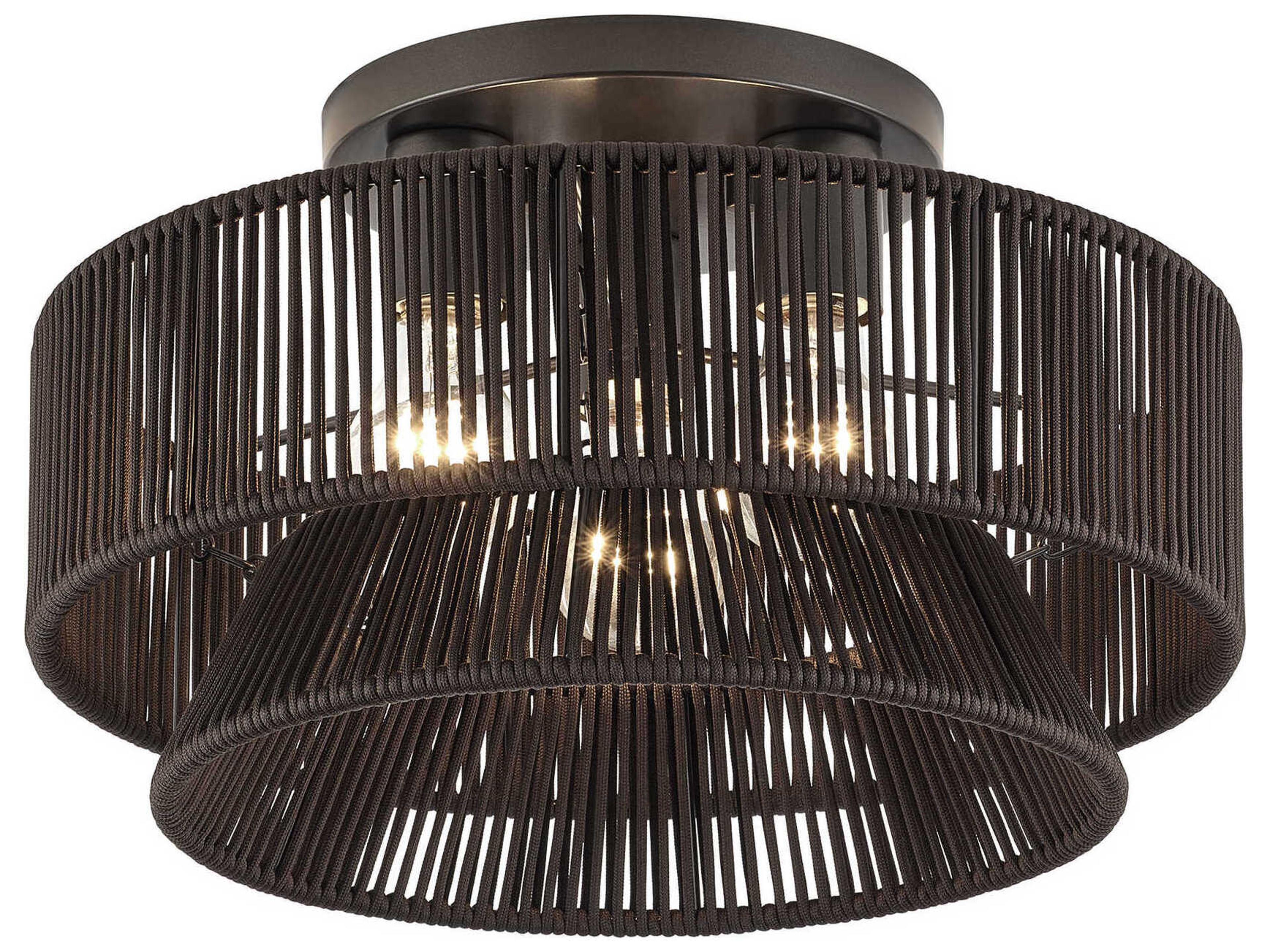 Livex Lighting Florell 3-Light English Bronze Drum Semi Flush Mount