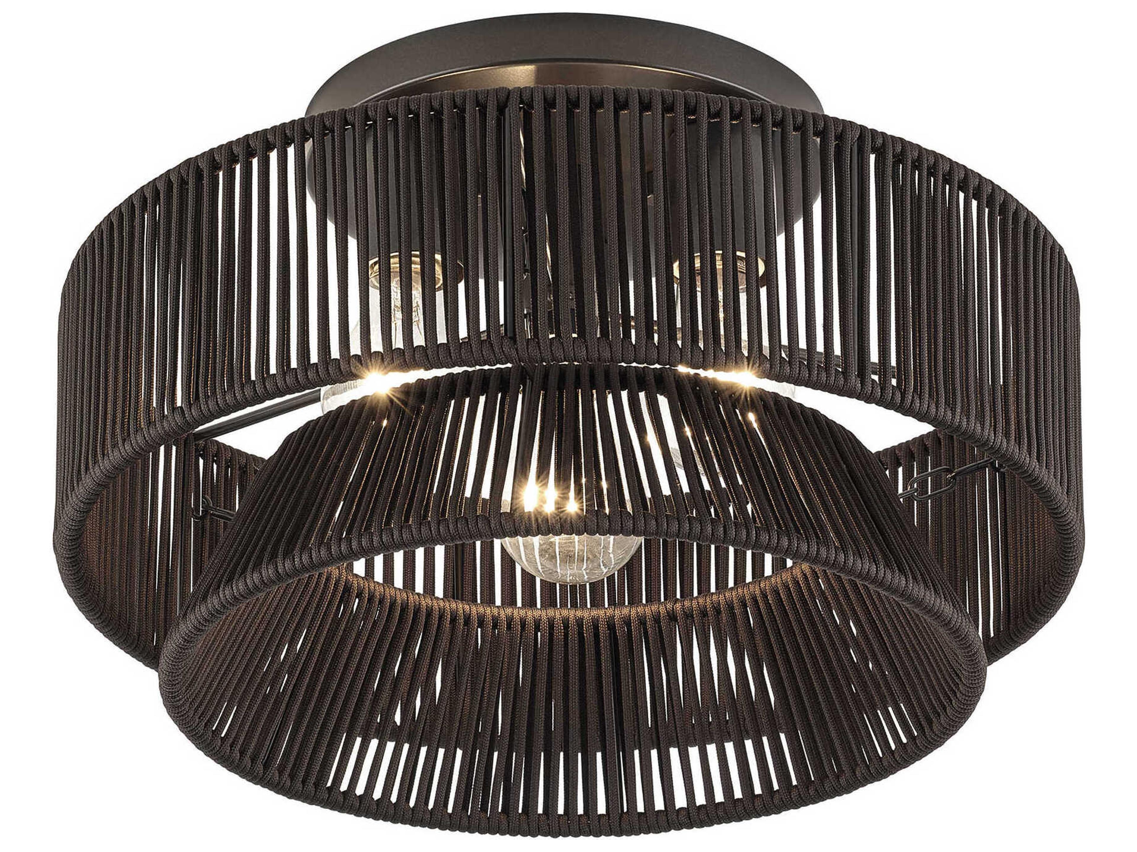 Livex Lighting Florell 3-Light English Bronze Drum Semi Flush Mount