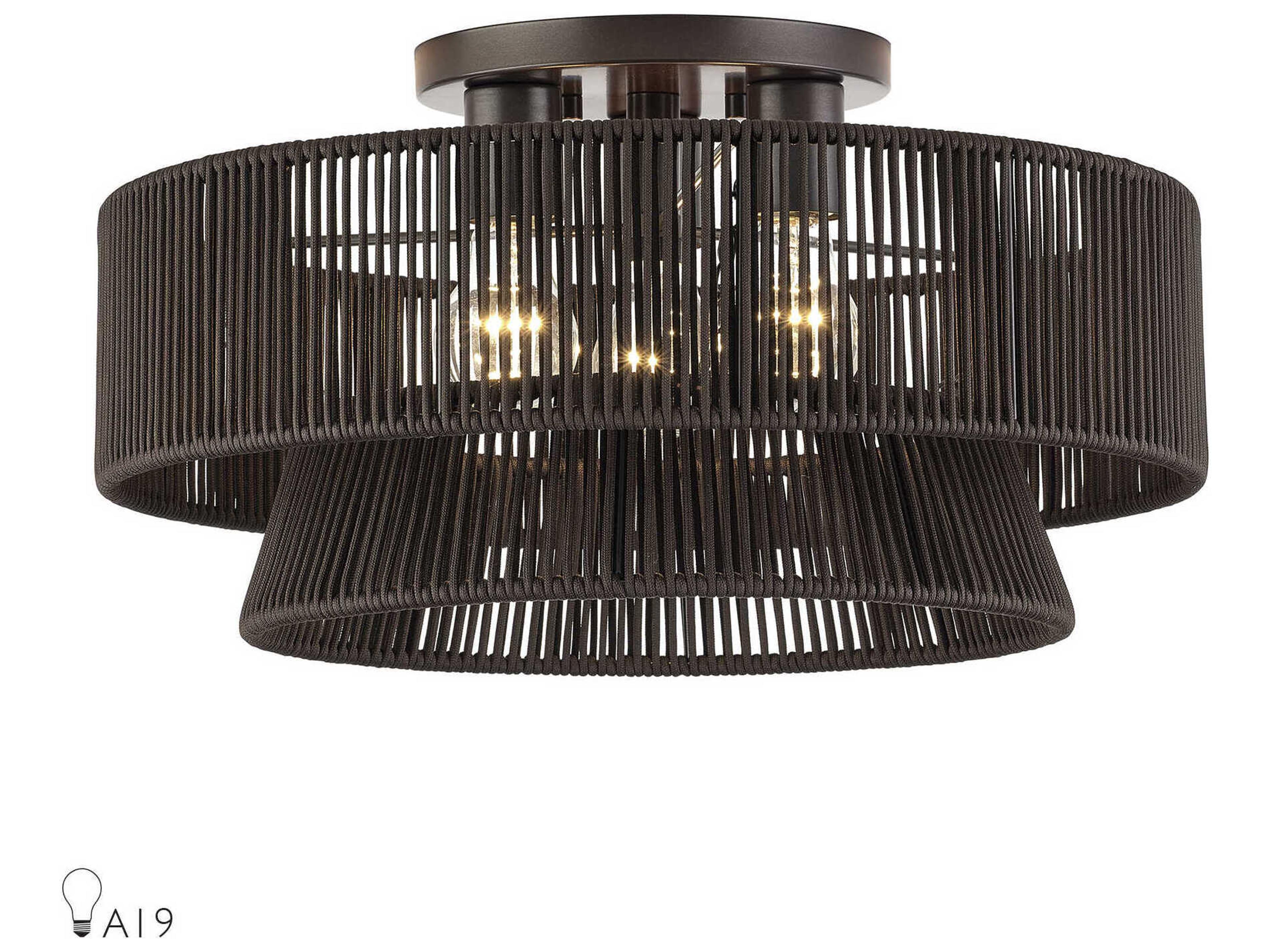 Livex Lighting Florell 3-Light English Bronze Drum Semi Flush Mount
