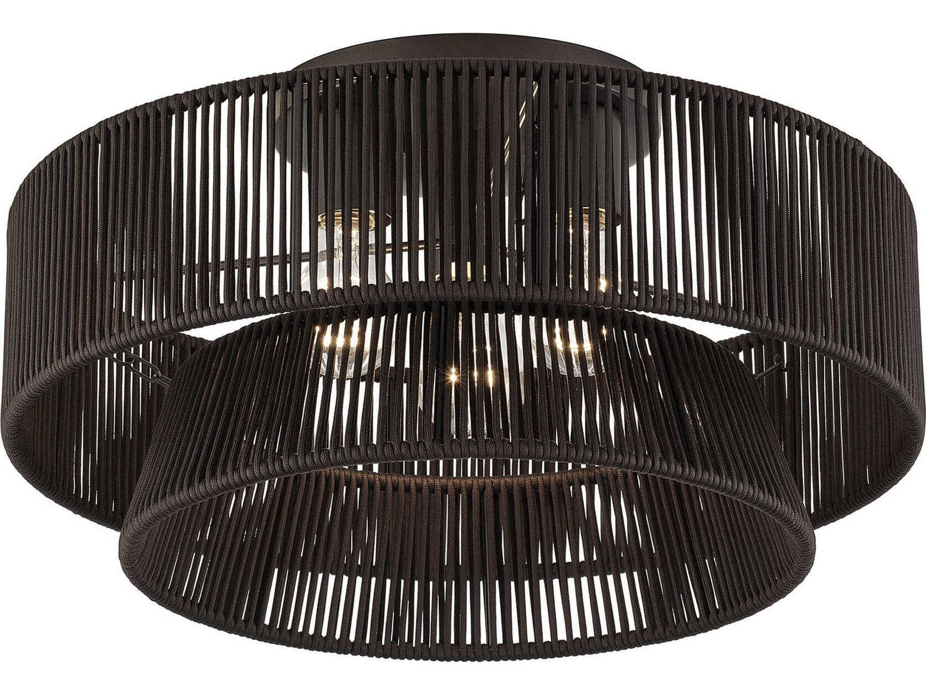 Livex Lighting Florell 3-Light English Bronze Drum Semi Flush Mount