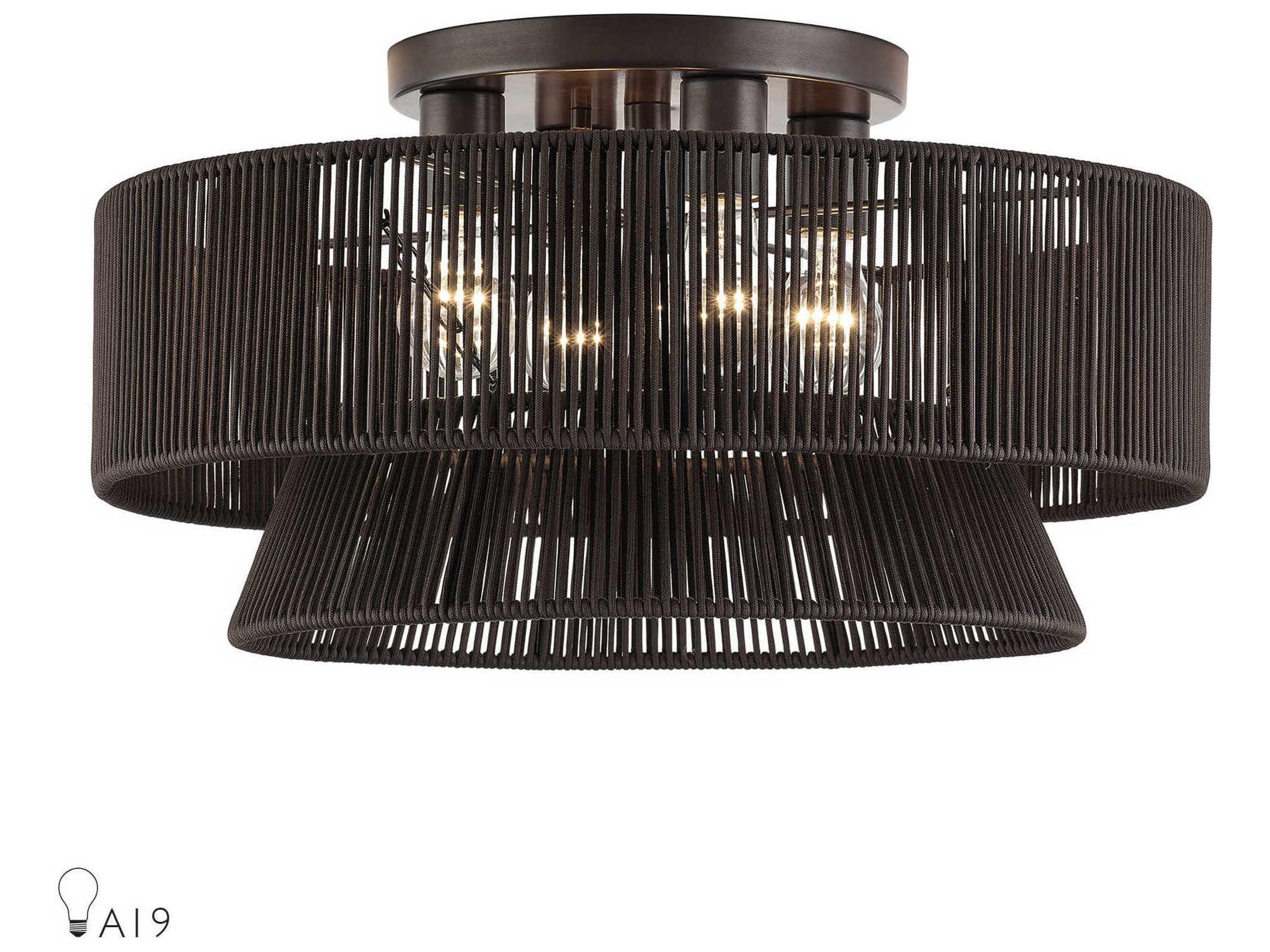Livex Lighting Florell 4-Light English Bronze Linear Semi Flush Mount
